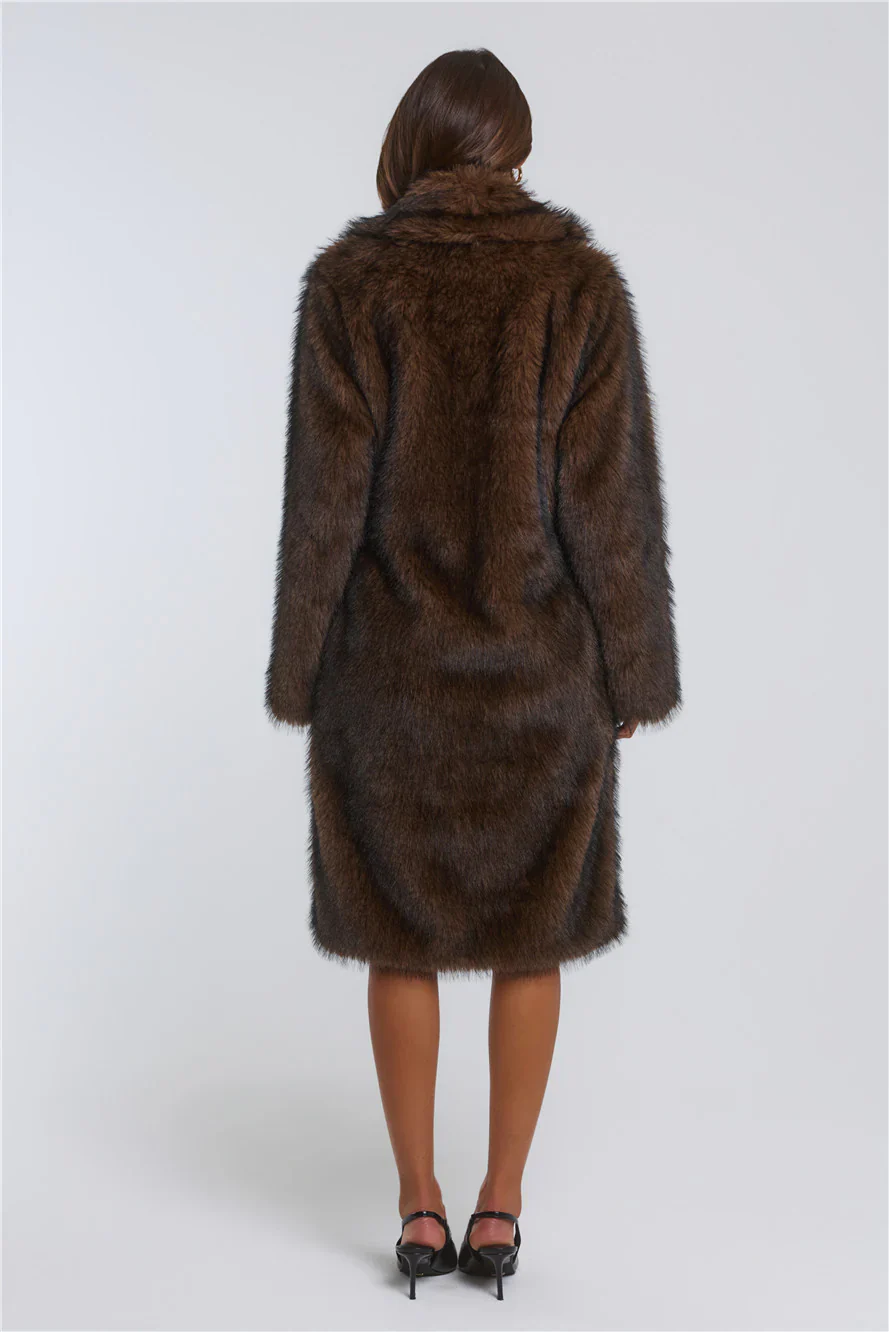 Days In Aspen Faux Fur Coat Brown