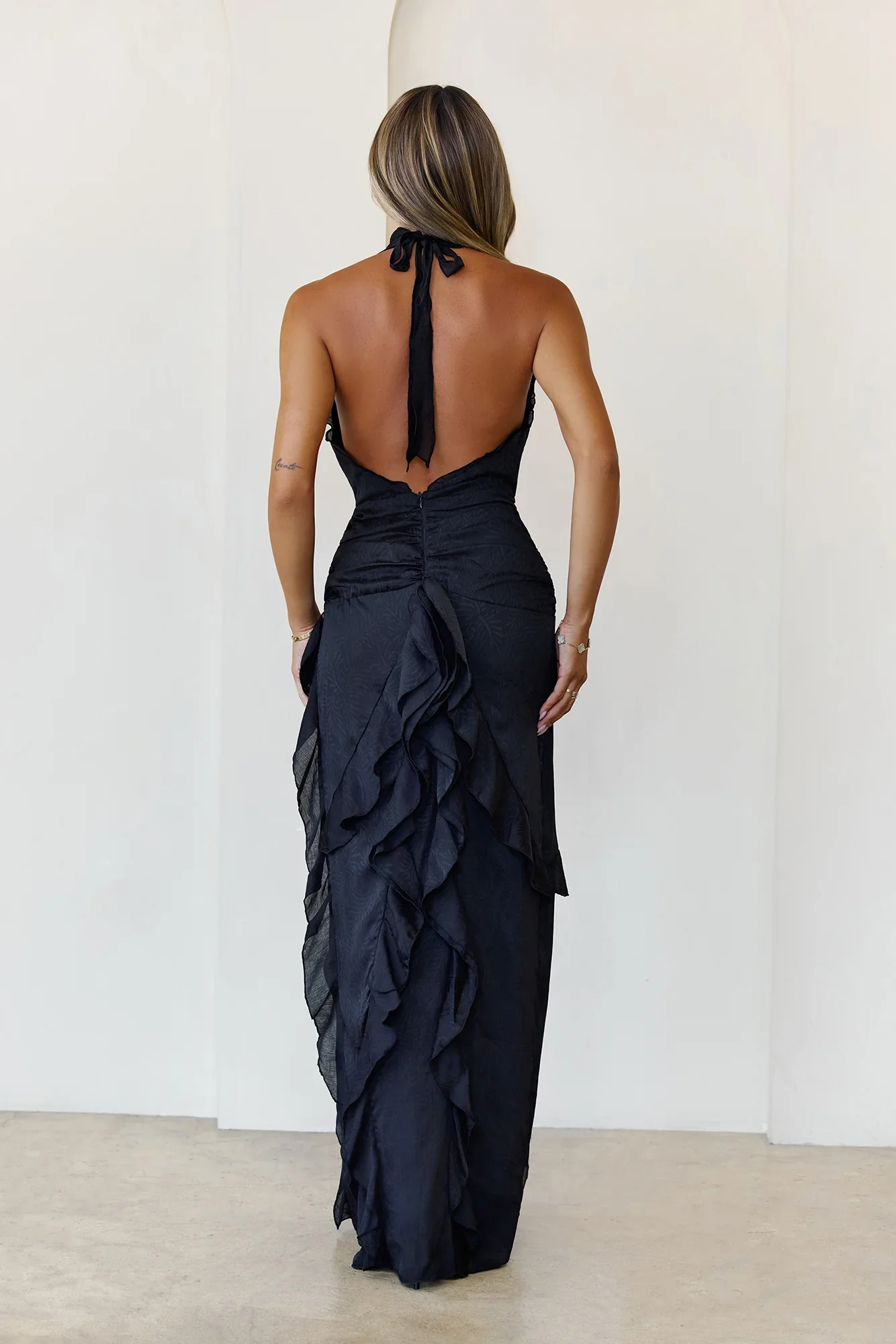 Luxe Mood Halter Maxi Dress Black
