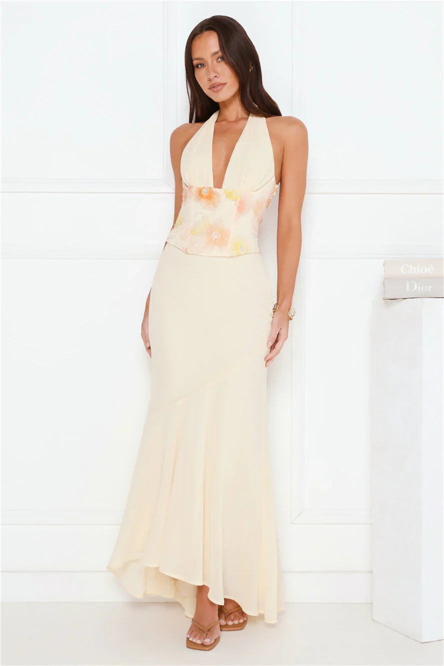 Silver Lining Love Halter Maxi Dress