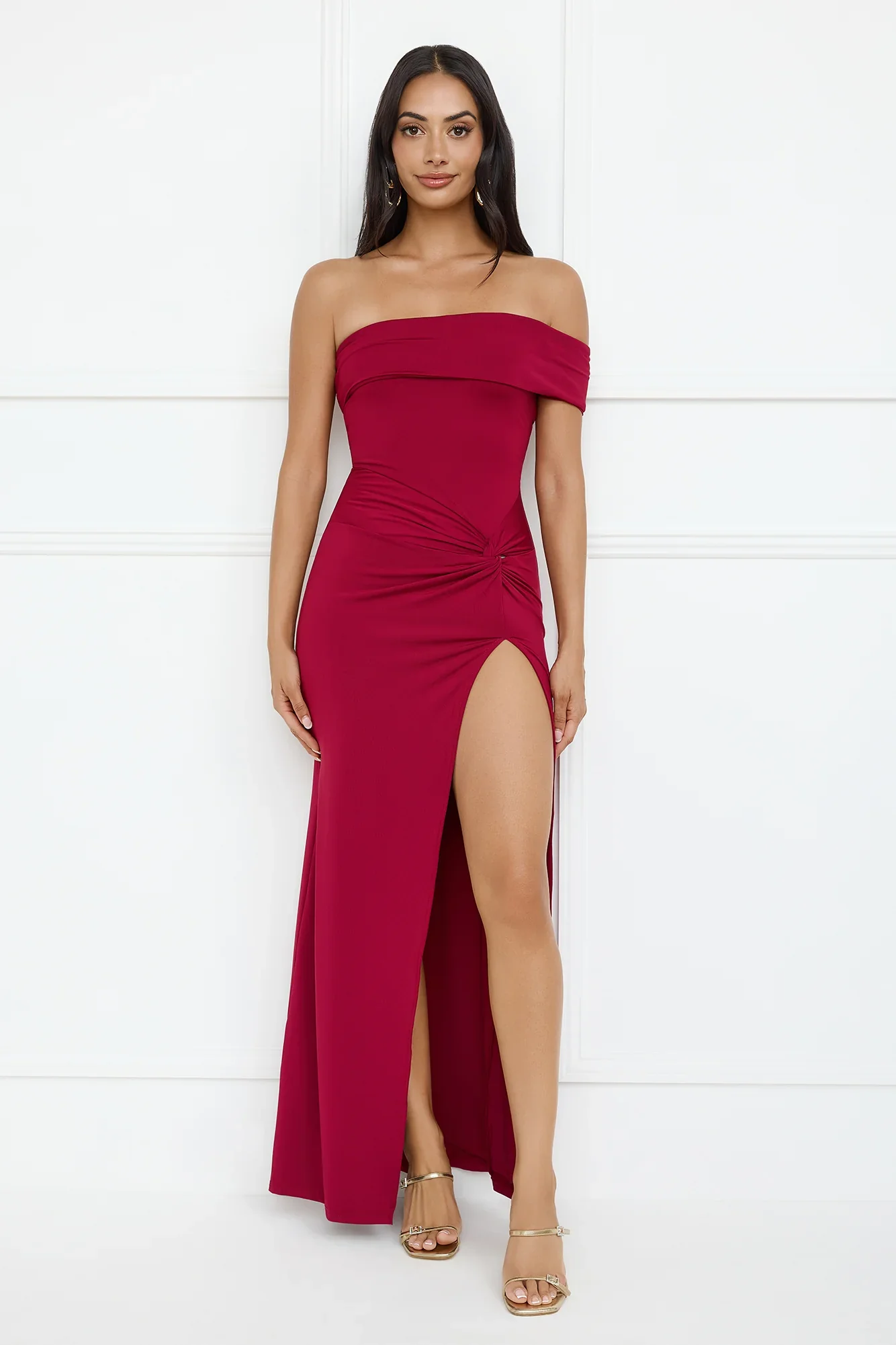 Lavish Luxe Off Shoulder Maxi Dress
