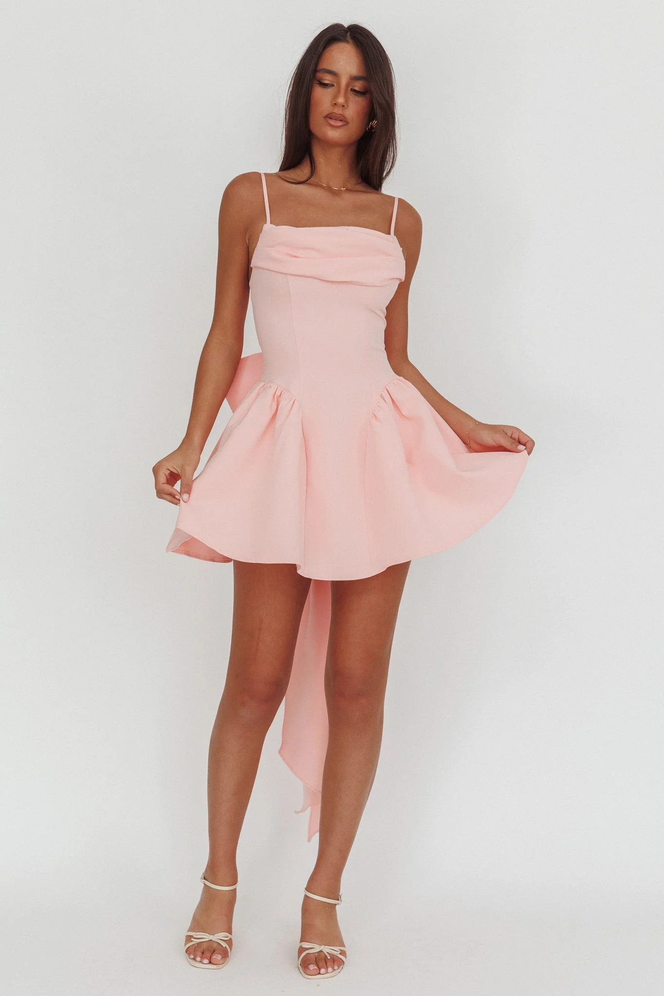 Wilder Oversized Back Bow Mini Dress Pink