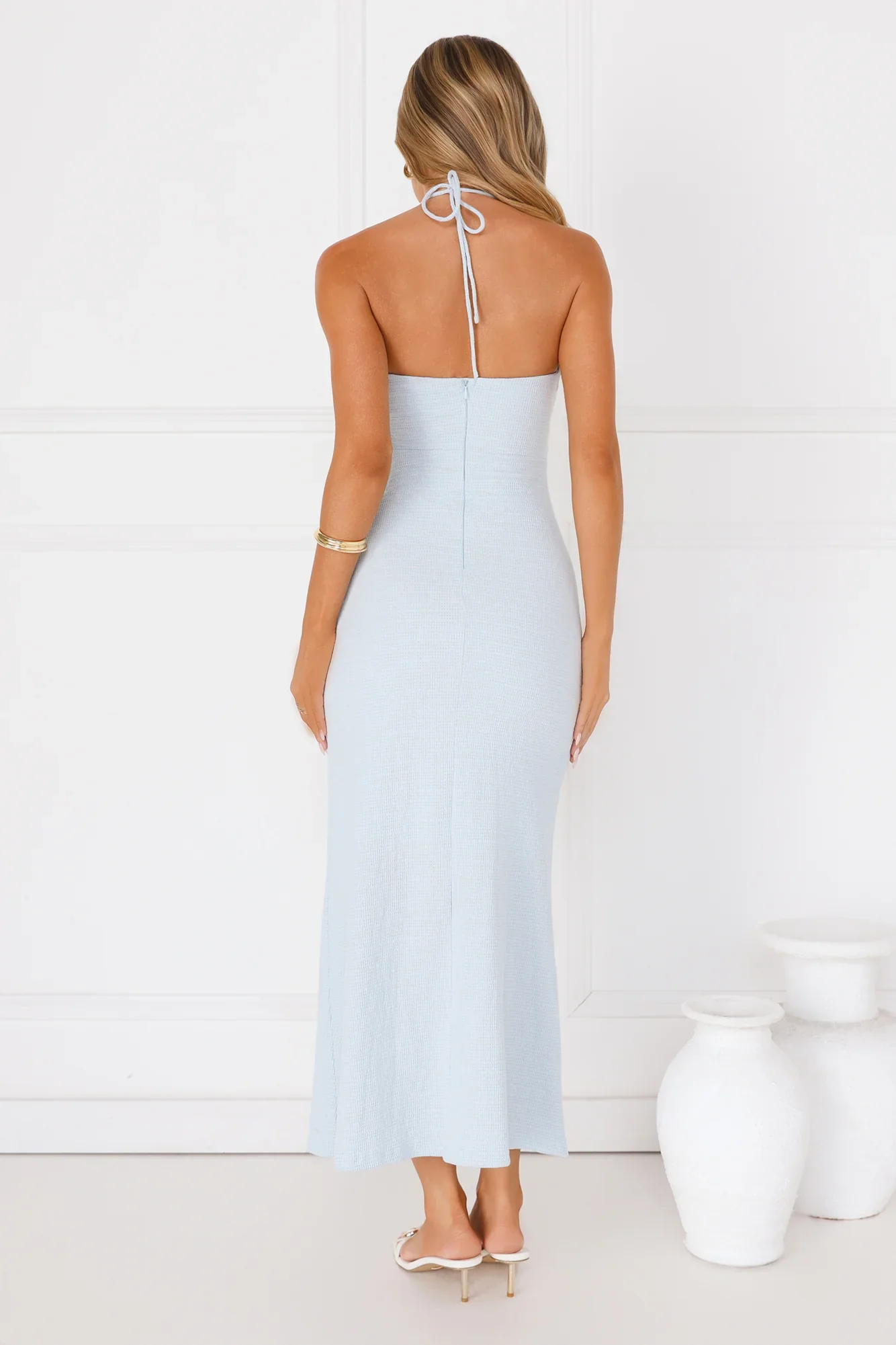 Minimalist Luxe Halter Midi Dress