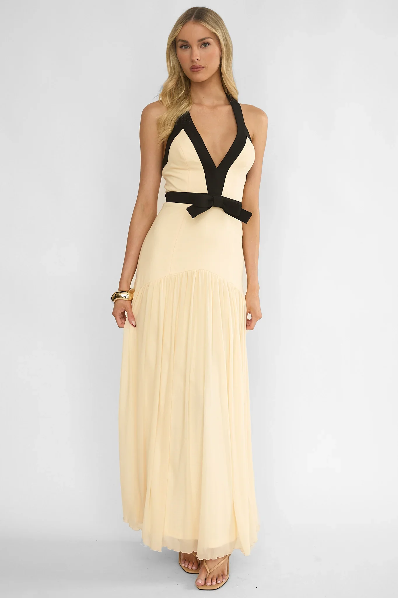Aven Halter Bow Maxi Dress Butter