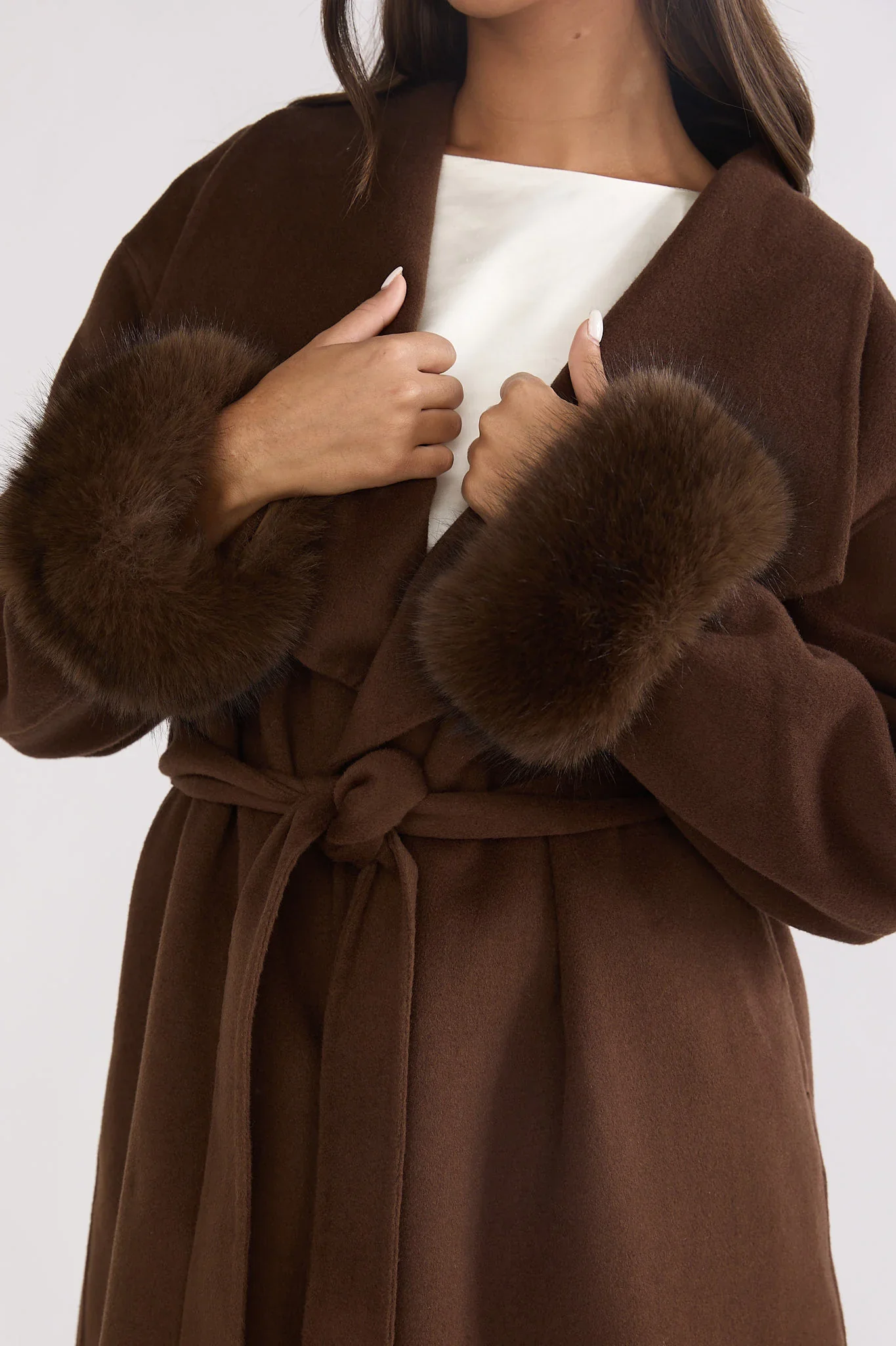 Zannora Faux Fur Coat Chocolate