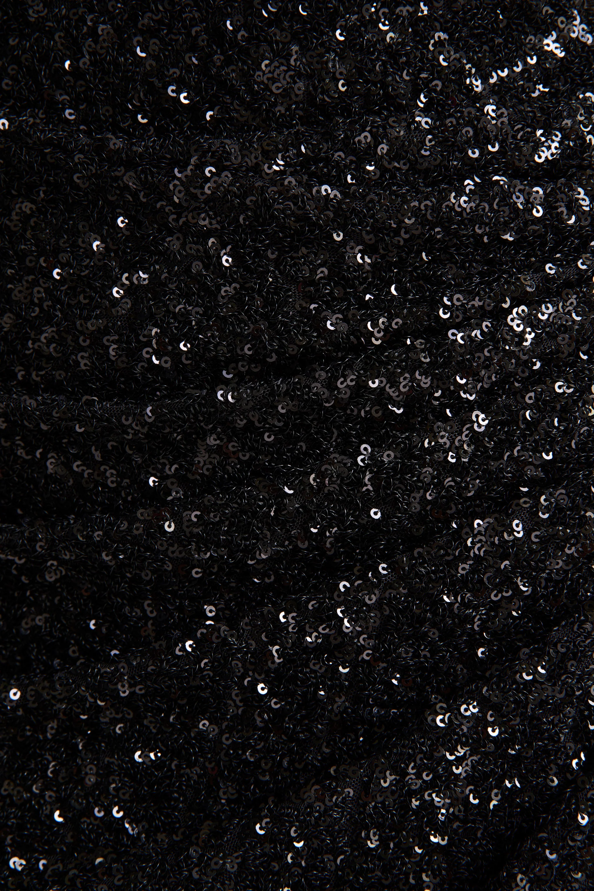 Gio | Black Sequin Plunge-Neck Wrap Maxi Dress With Ruched Detailing