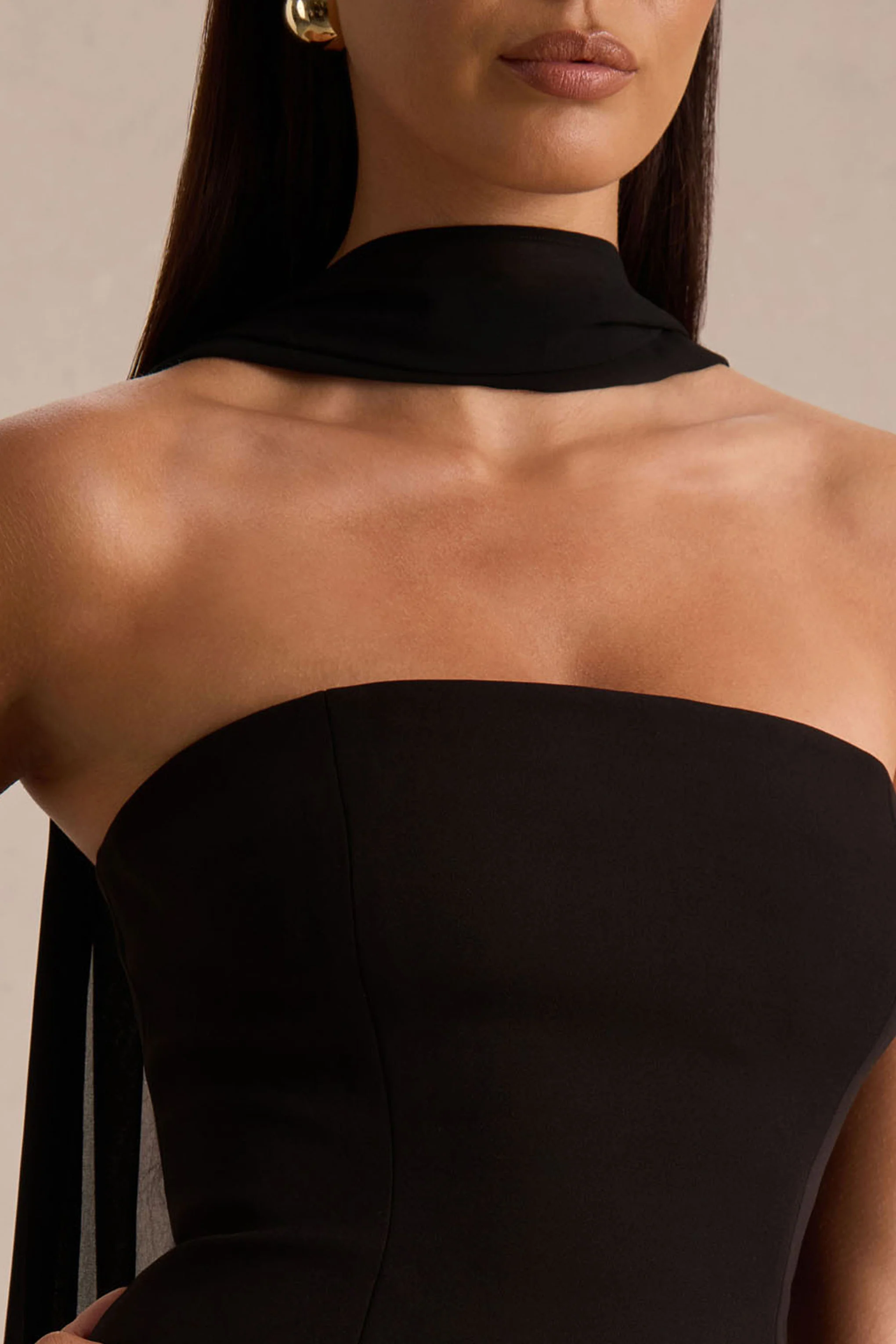 Noor | Bandeau-Neck Mini Dress With Scarf Detail