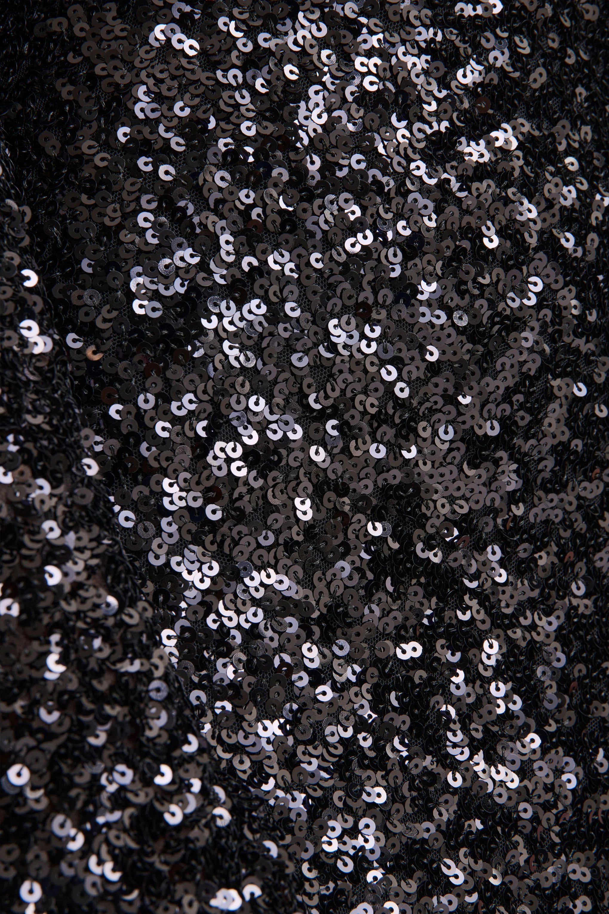 Romea | Black Sequin High-Neck Maxi Dress With Cape Sleeves