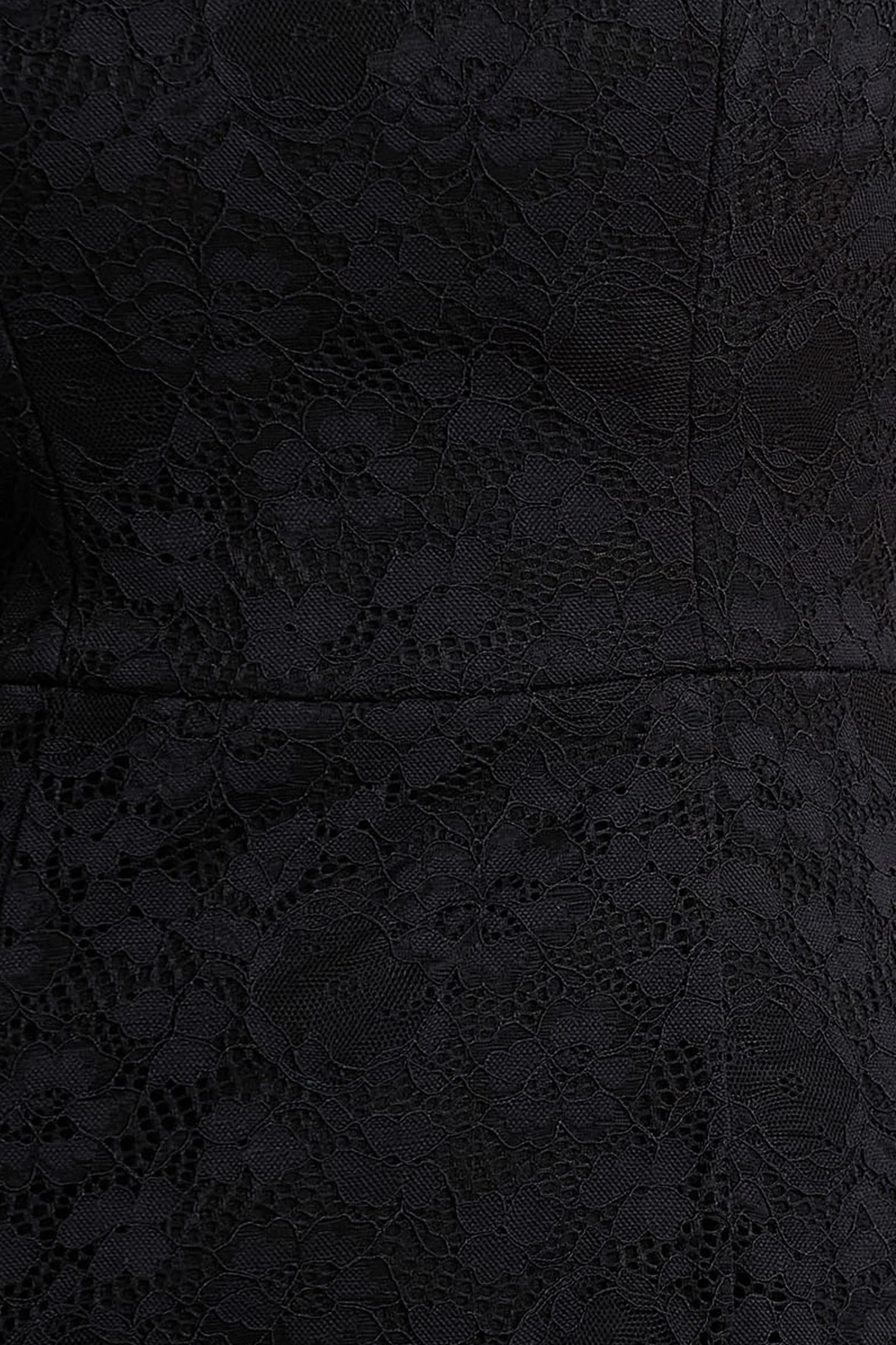 Alissa | Black Lace Square-Neck Midi Dress