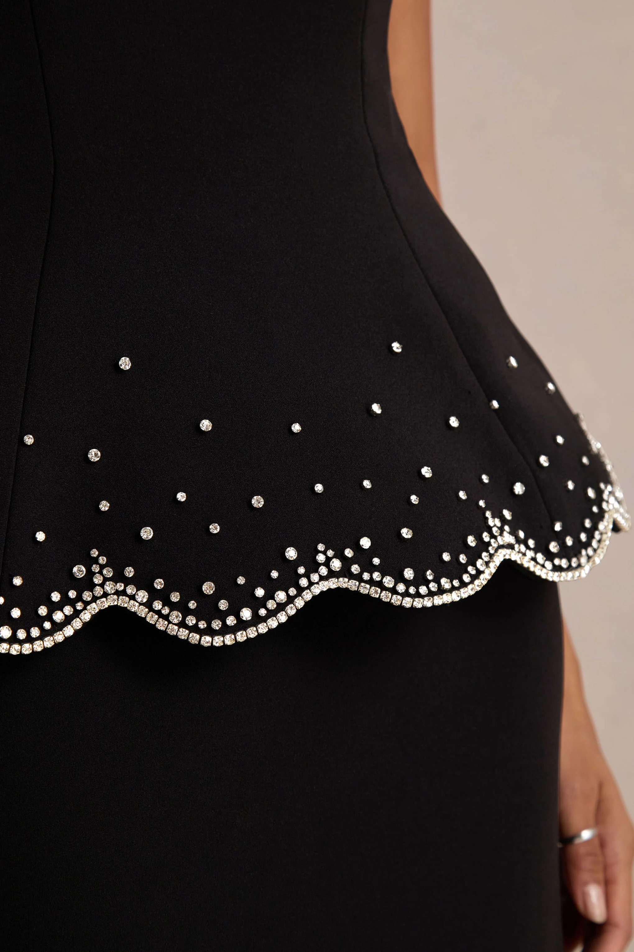 Robin | Black Hand-Embellished Strapless Corset Maxi Dress