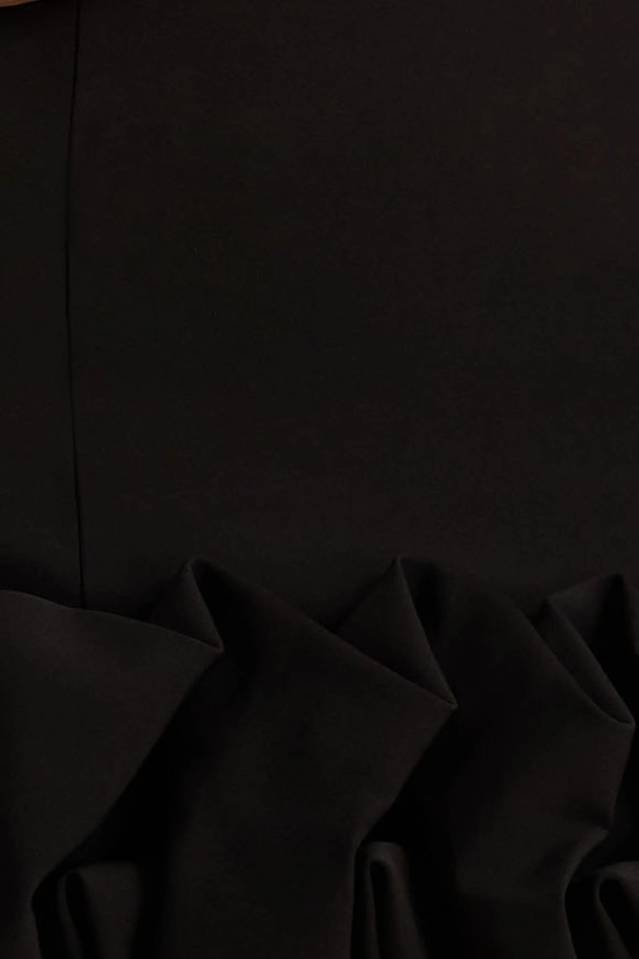 Geneve | Black Halter-Neck Mini Dress With Ruffled Trim