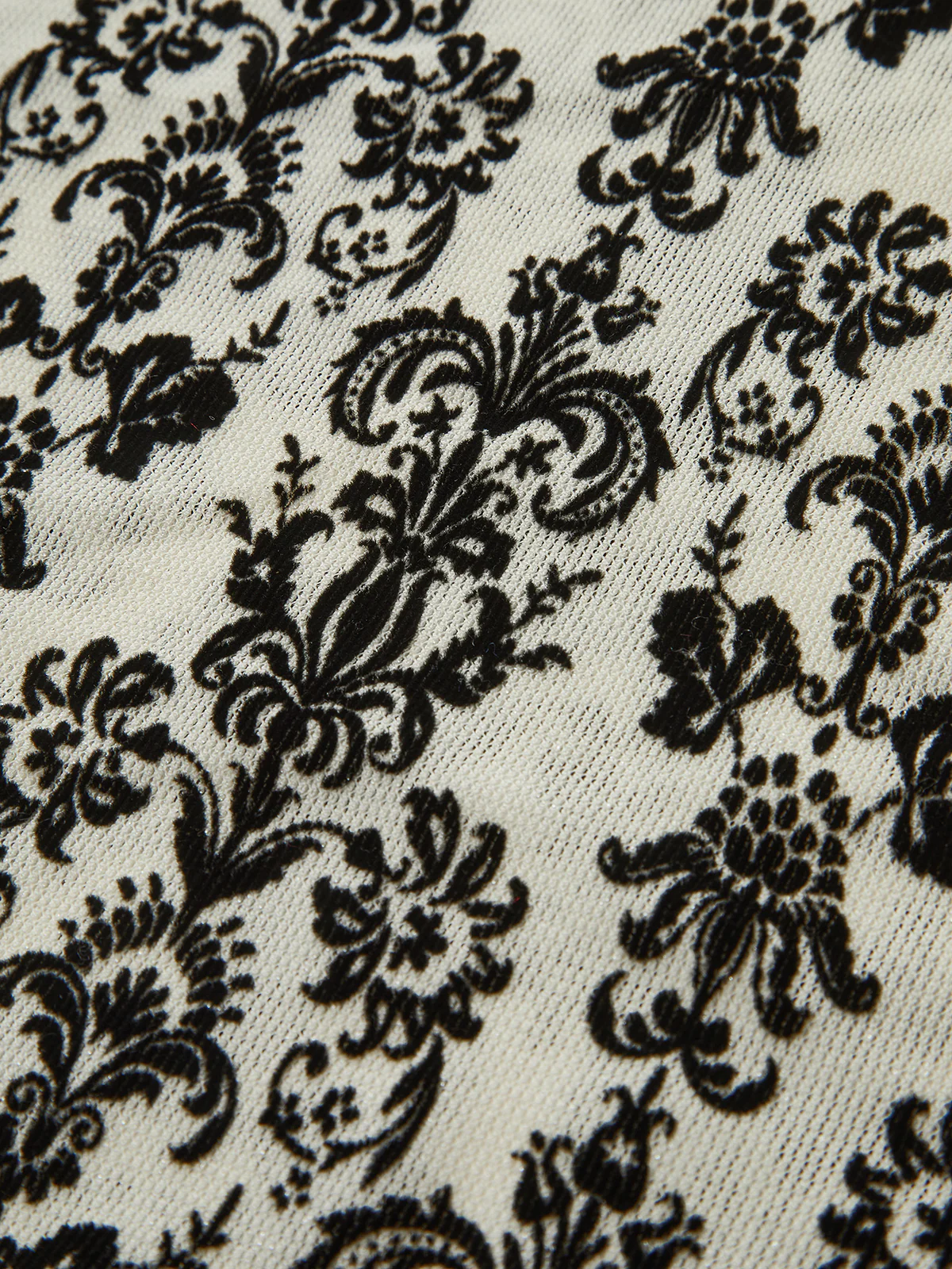 Damask Print Mock Neck T-Shirt