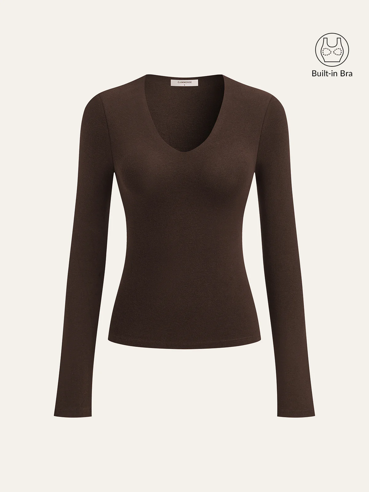 Bra-Free V-Neck Long-Sleeve Top