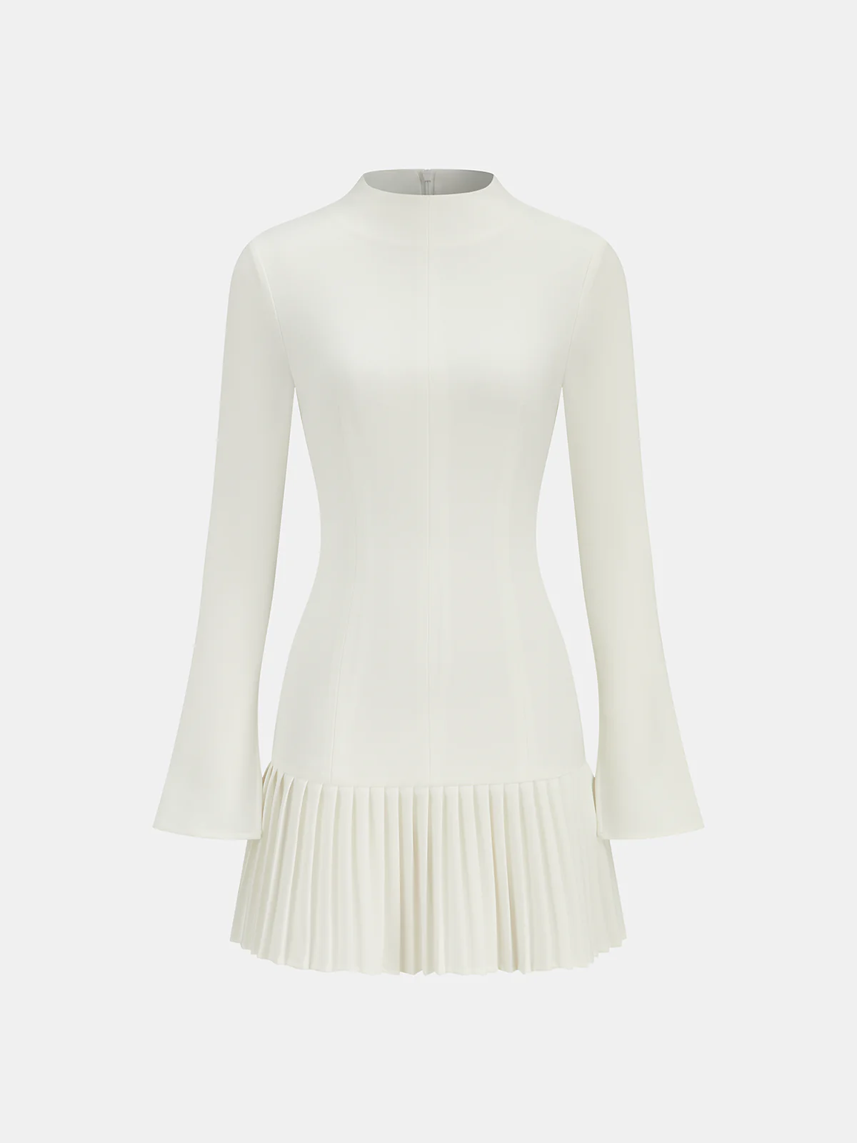 Pleated Hem Mock Neck Mini Dress