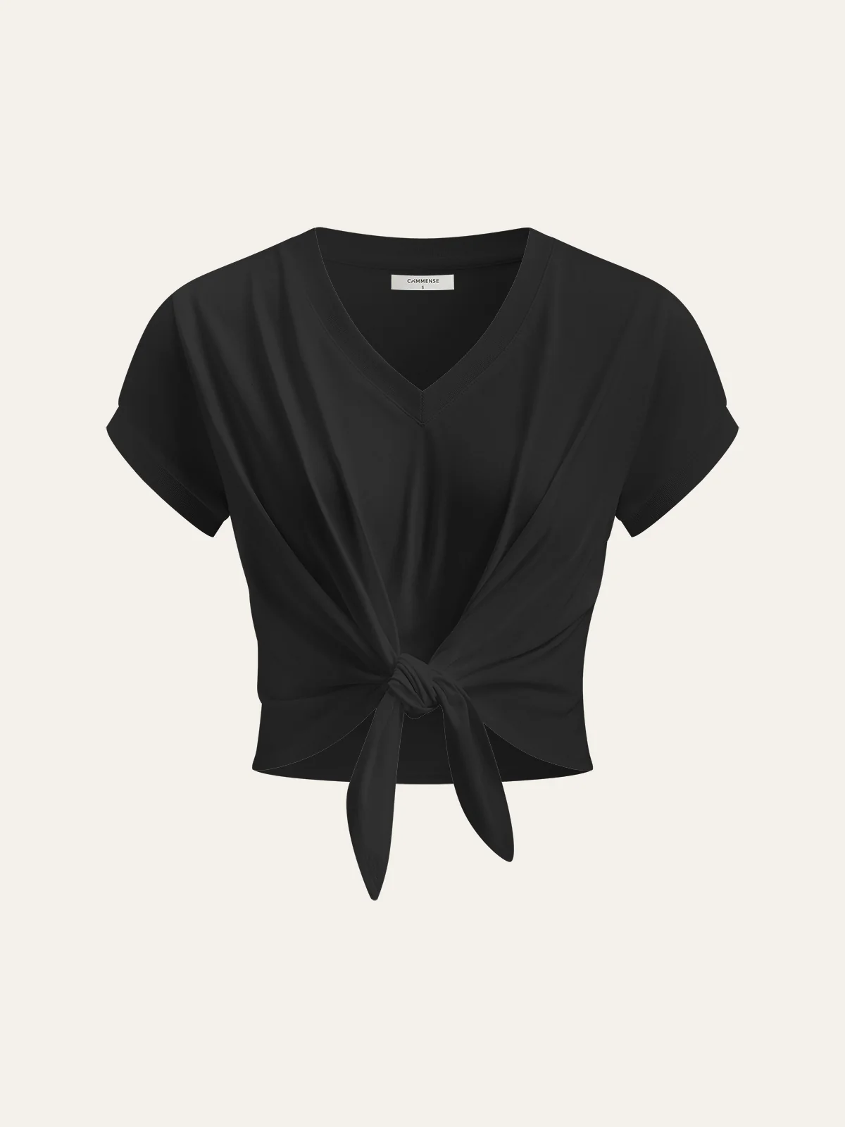 Knot Front V-Neck T-Shirt