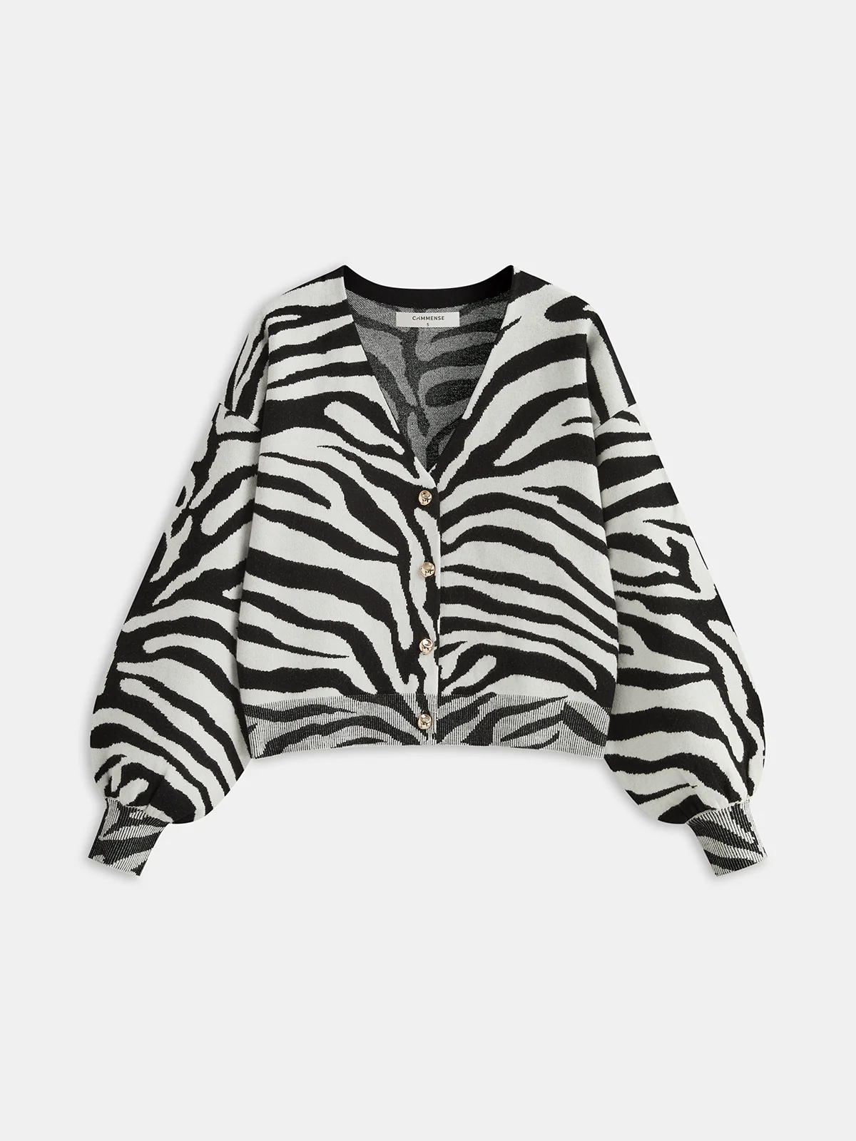 Zebra Print Puff Sleeve Cardigan
