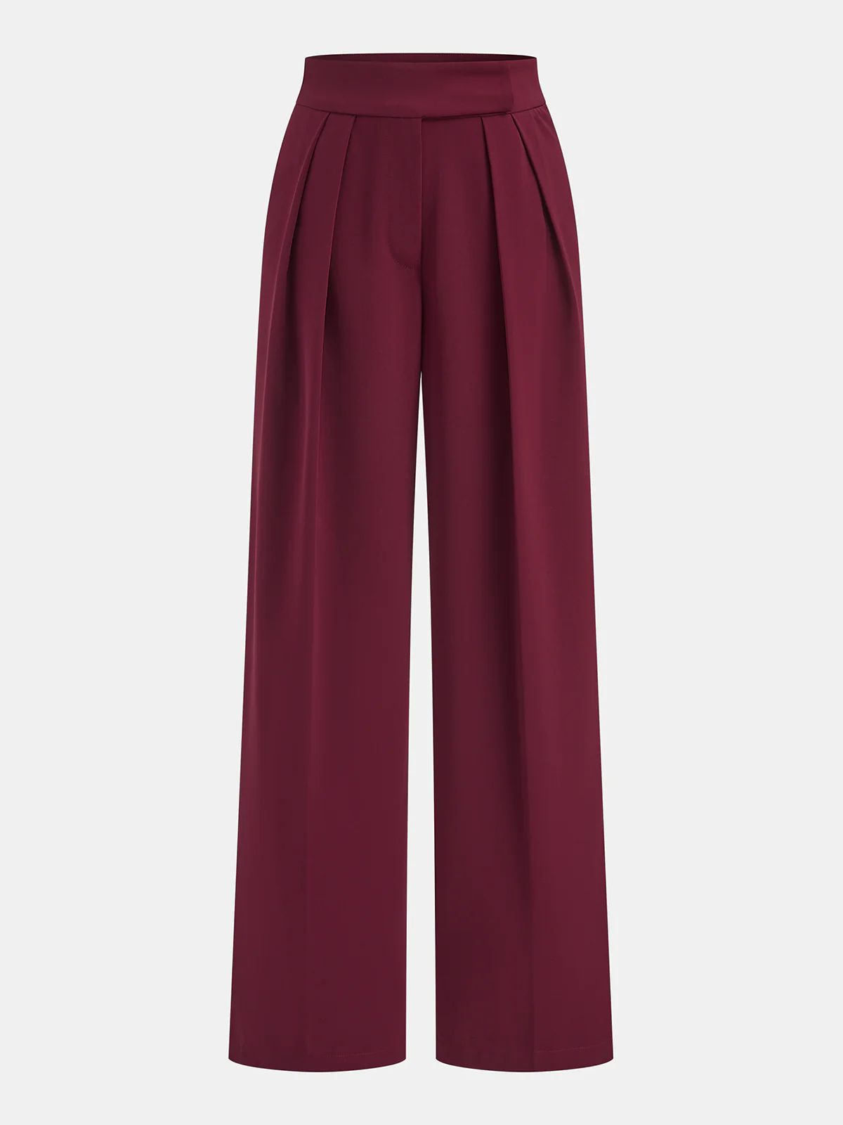 Mid-Waist Pleated Wide-Leg Pants