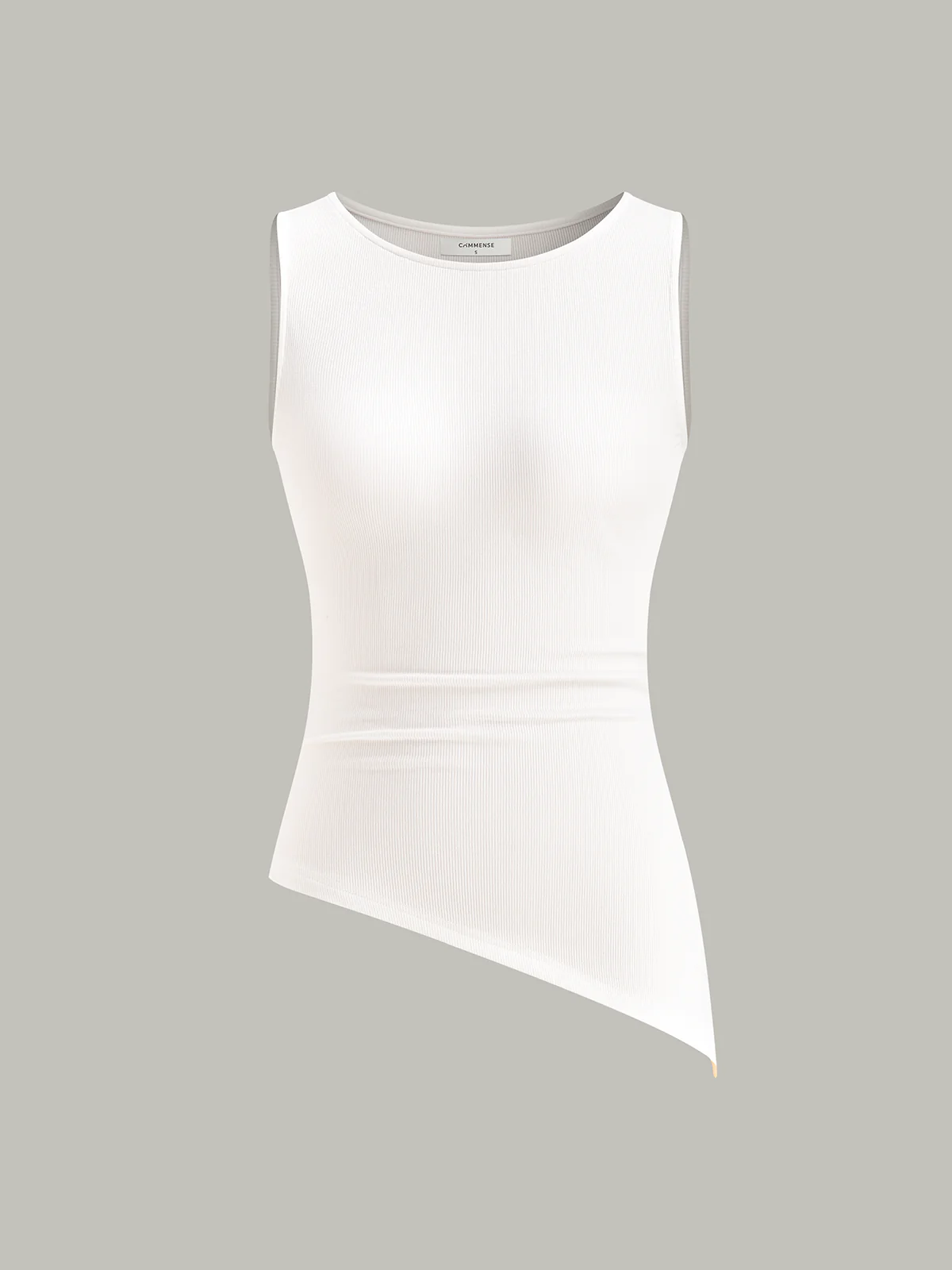 Asymmetric Hem Boat Neck Sleeveless Knit Top