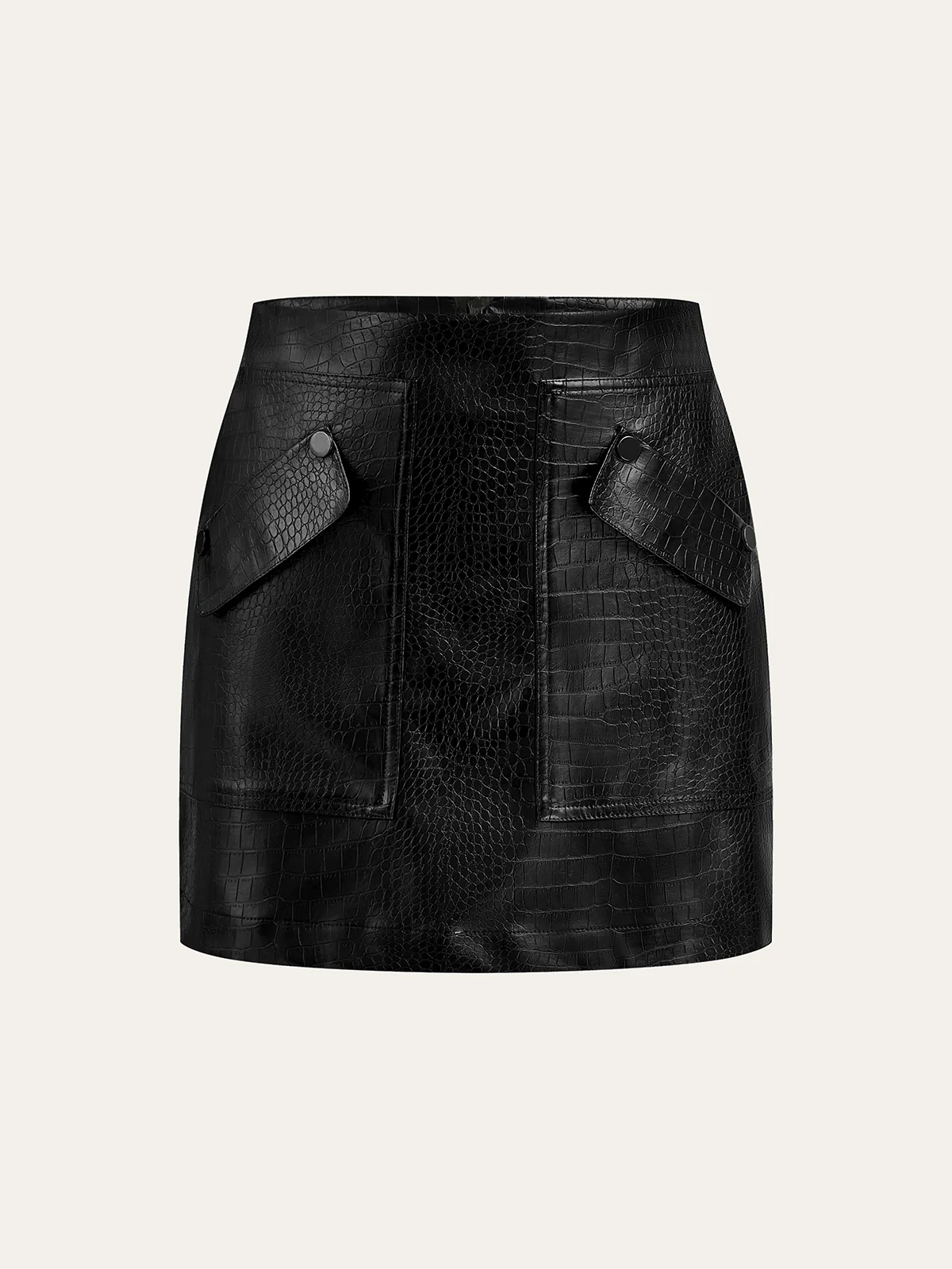Faux Leather Crocodile-Embossed Mini Skirt