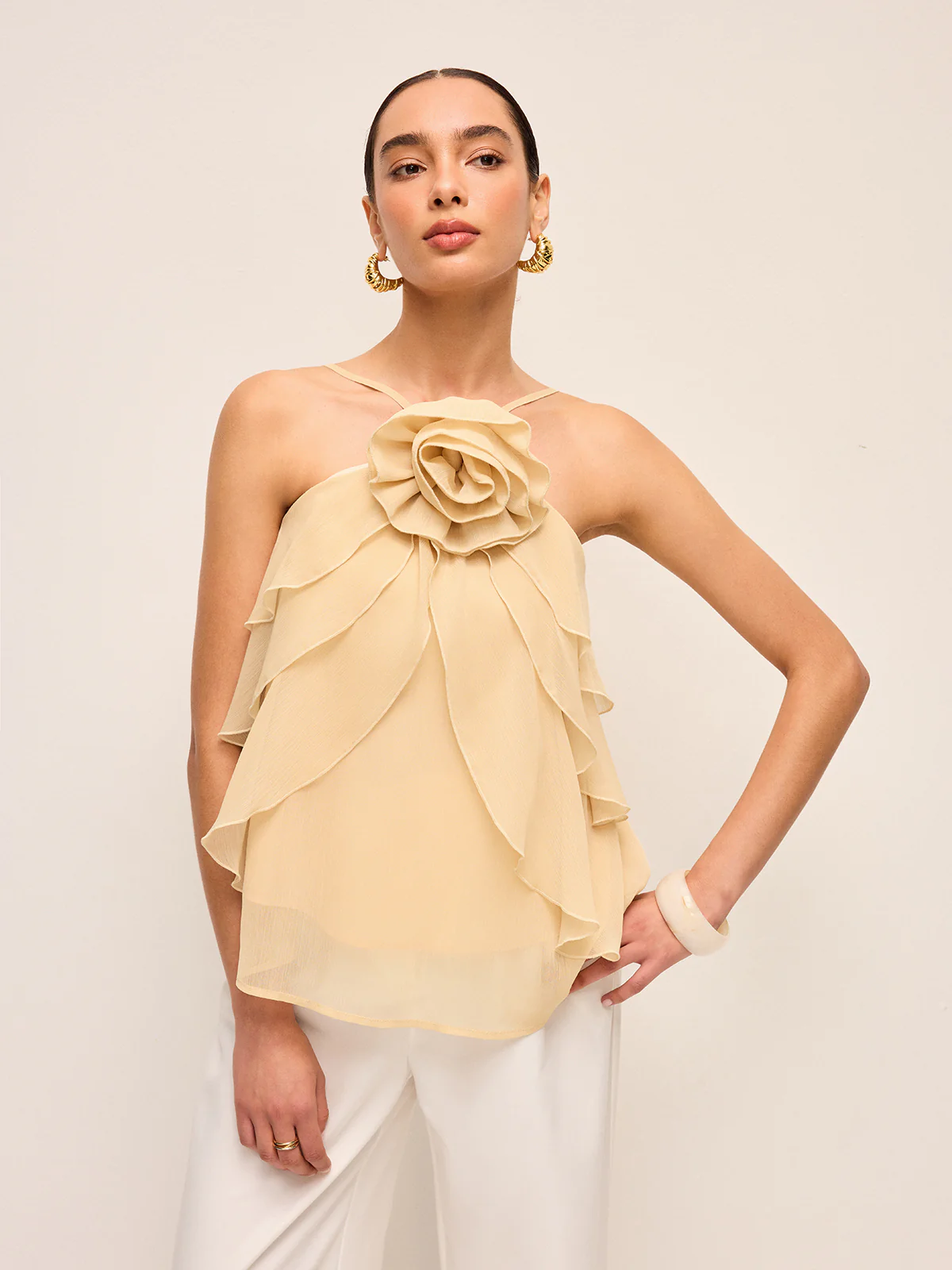 Floral Ruffle Halter Top