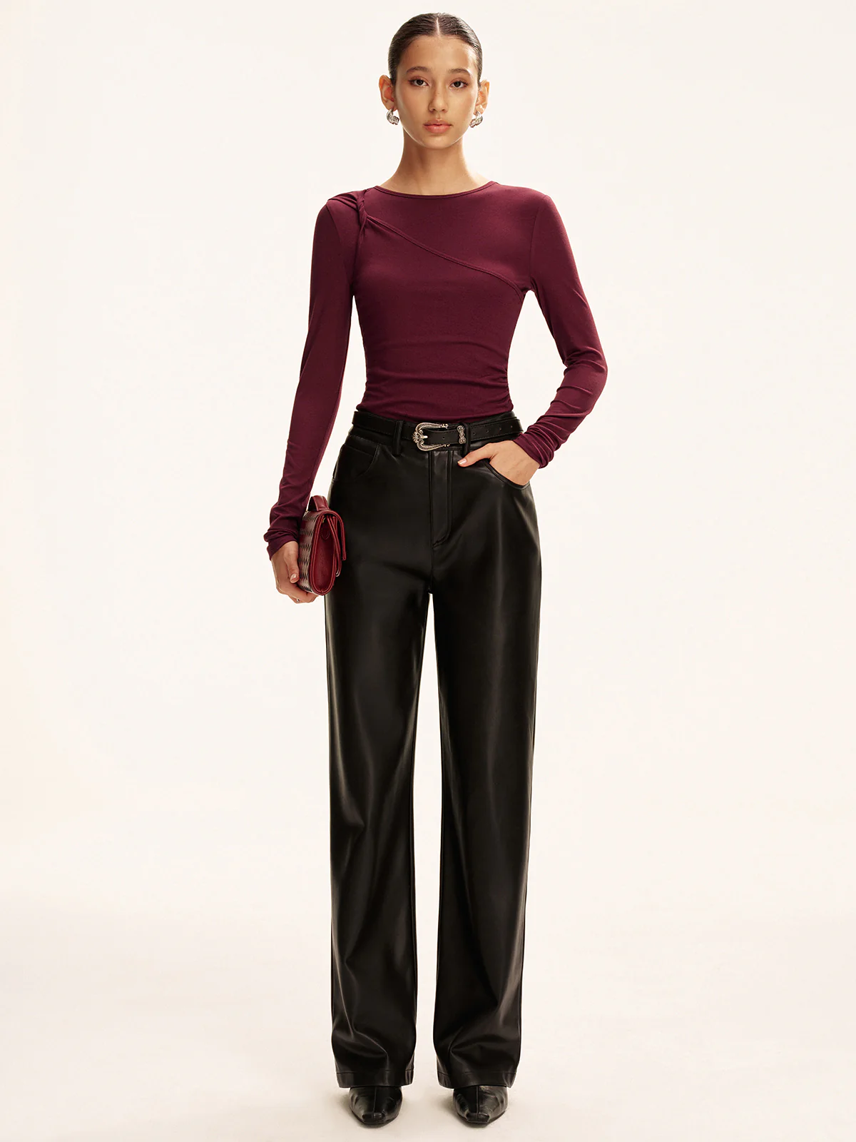 Asymmetric Twist Long-Sleeve Top