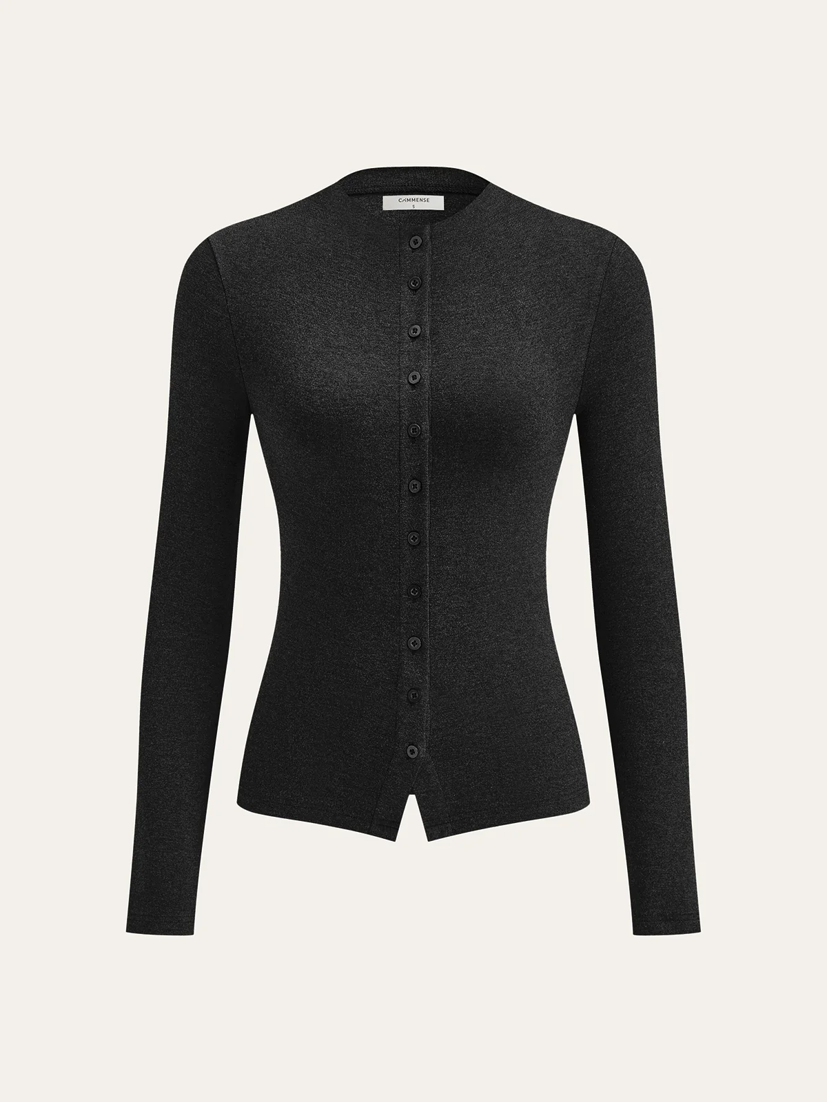 Mock Neck Button Long Sleeve T-Shirt