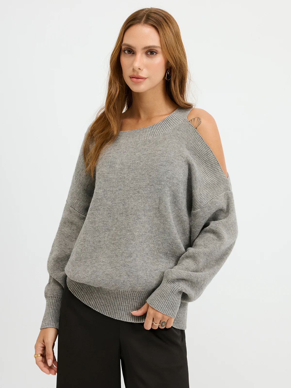 Reversible Cold-Shoulder Knit Top