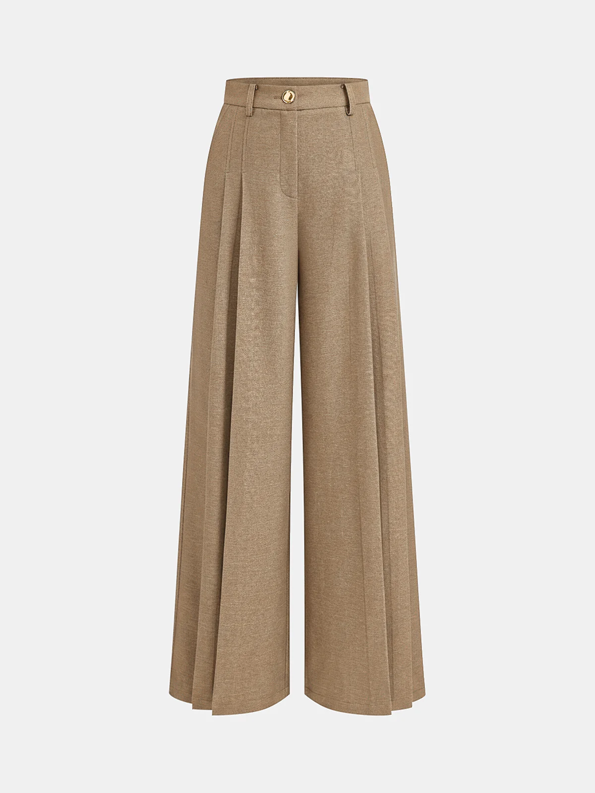 Mid-Waisted Pleated Wide-Leg Pants