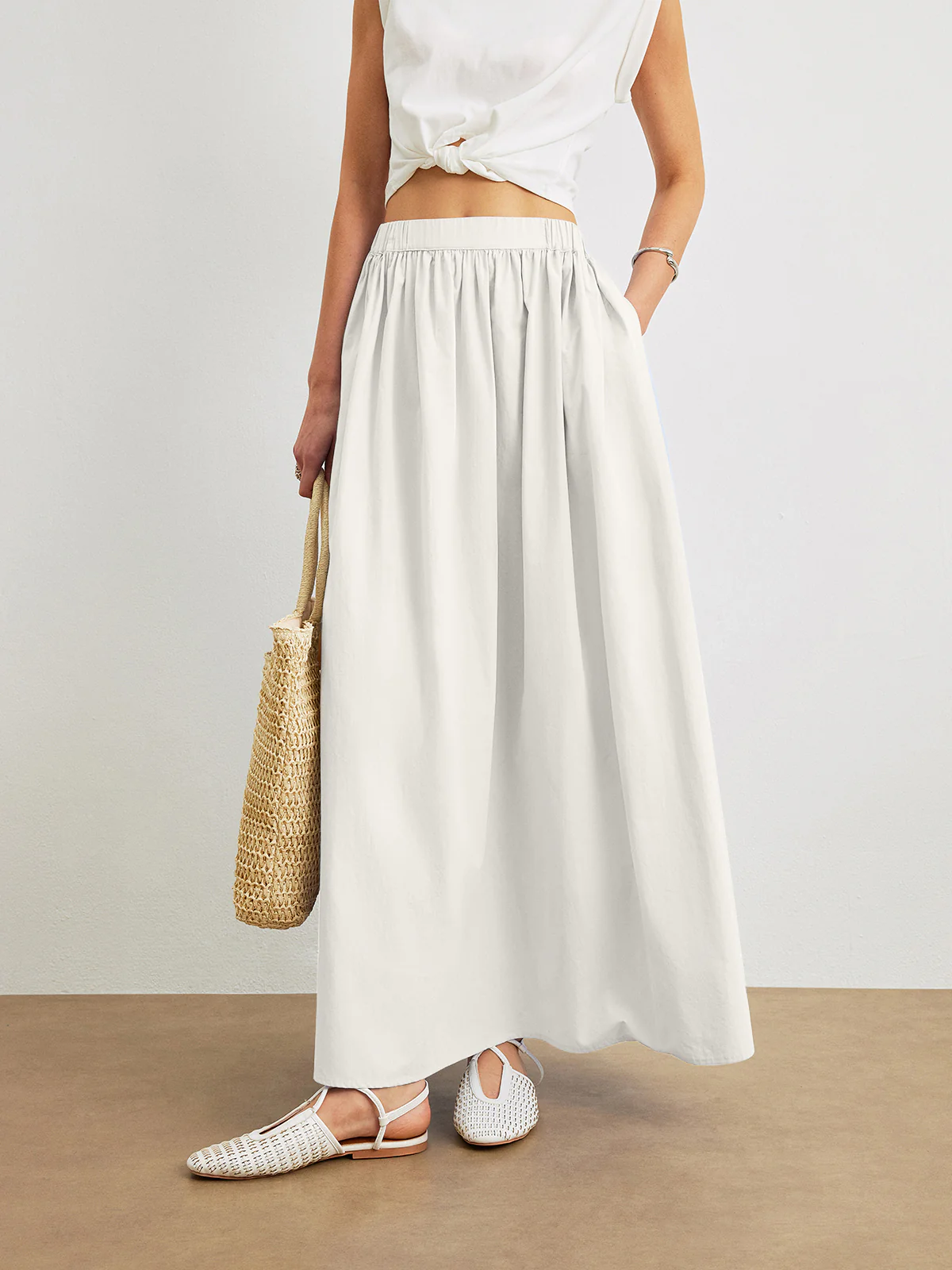 Cotton A-Line Skirt With Pockets