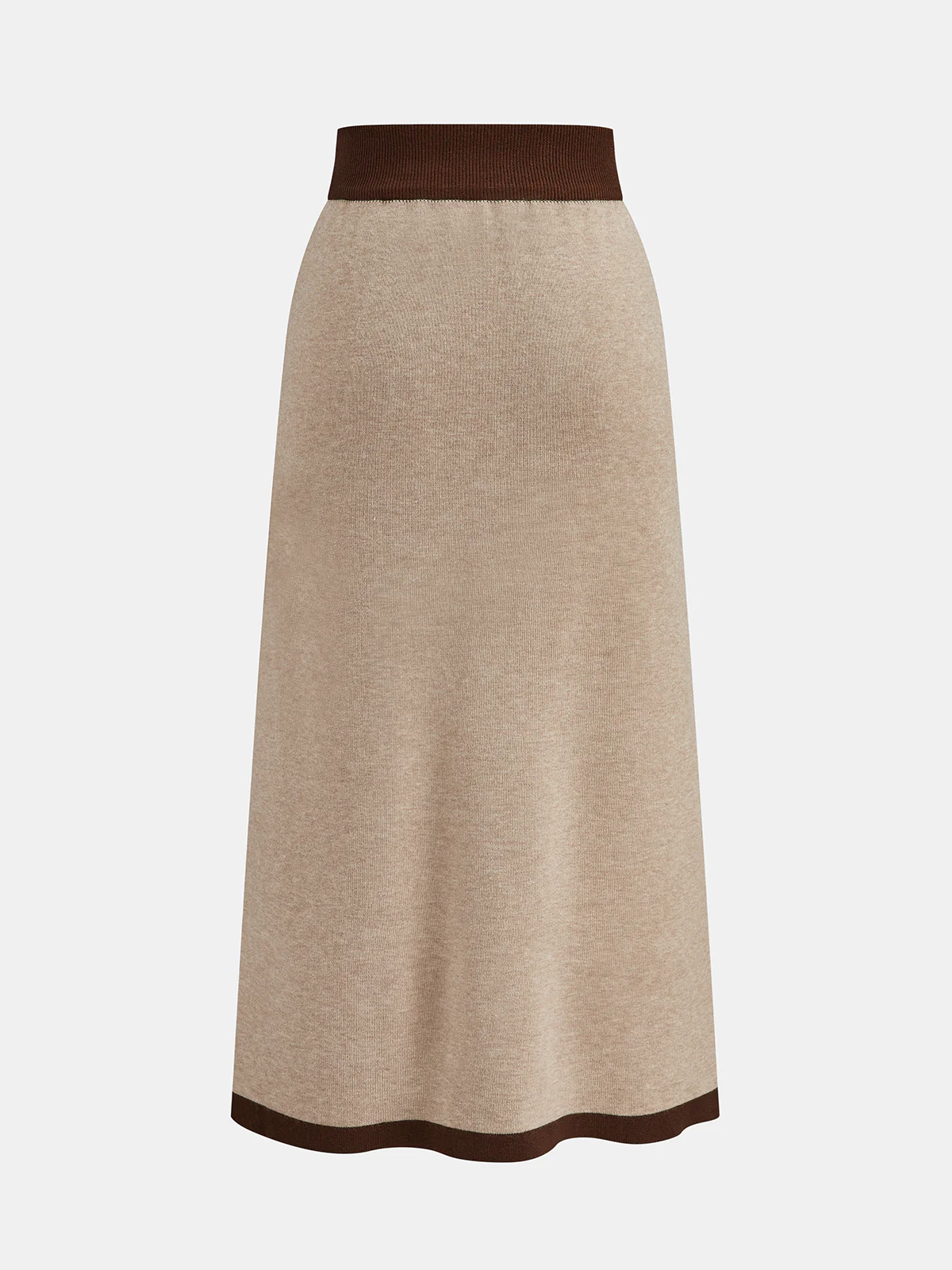 Contrast Trim Knit Top and Midi Skirt Set