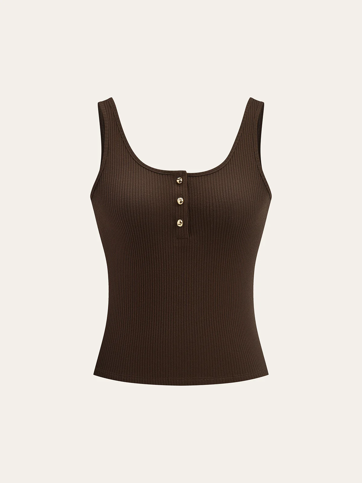 Ribbed Button-Front Tank Top