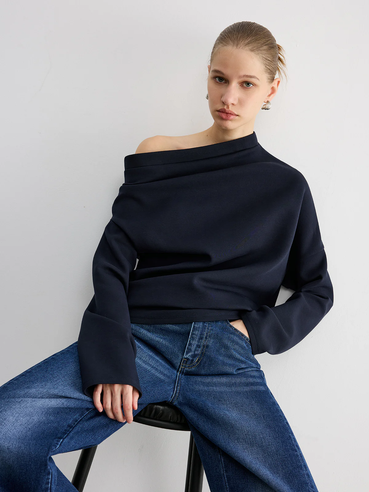Off-Shoulder Cotton-Blend Sweatshirt