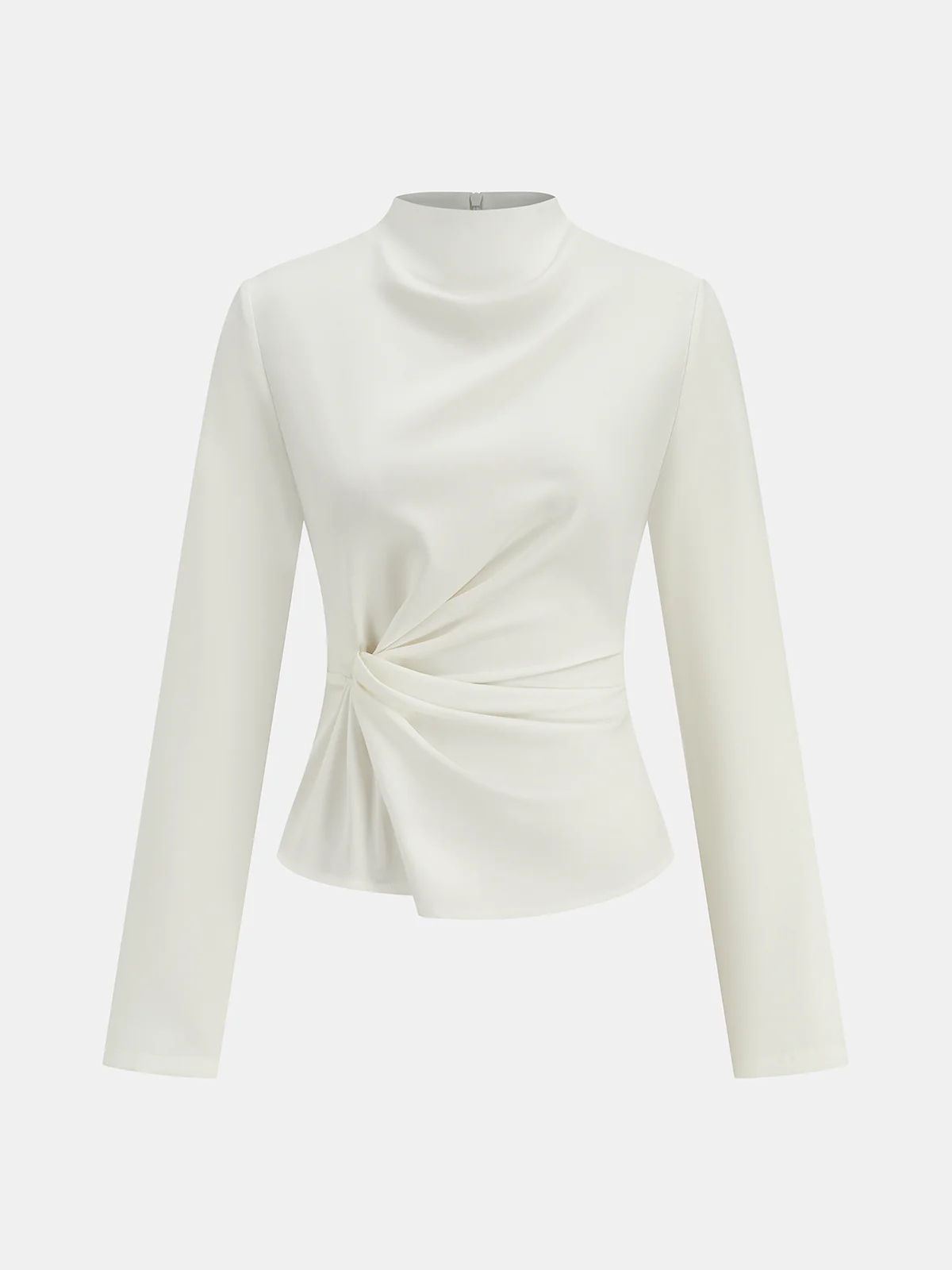 Long-Sleeve Twist Mock Neck Top