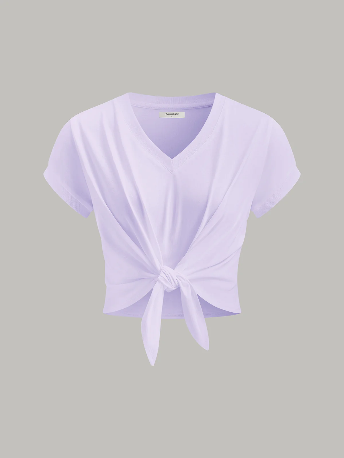 Knot Front V-Neck T-Shirt