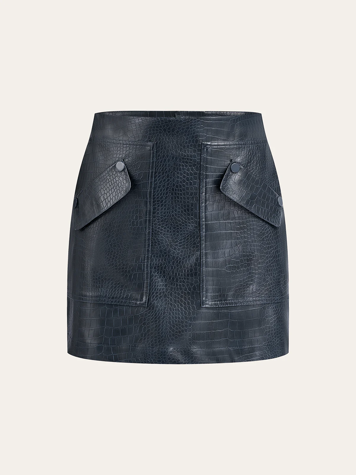 Faux Leather Crocodile-Embossed Mini Skirt
