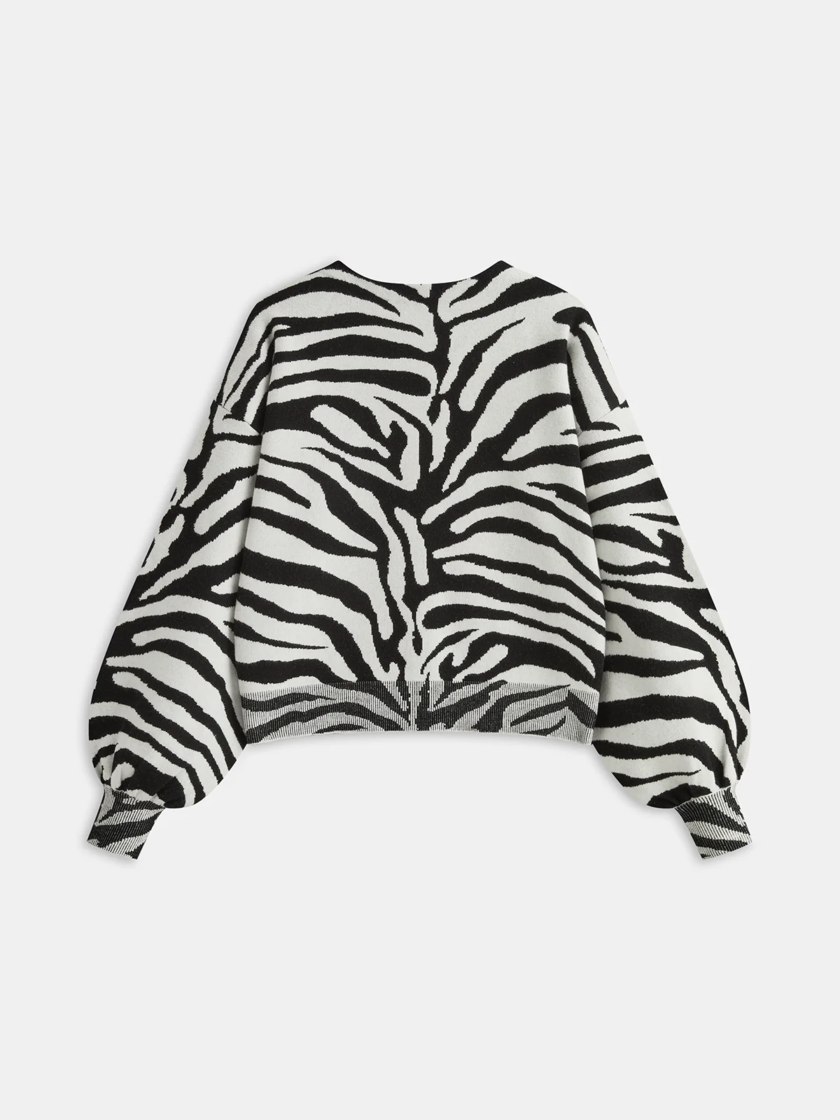 Zebra Print Puff Sleeve Cardigan