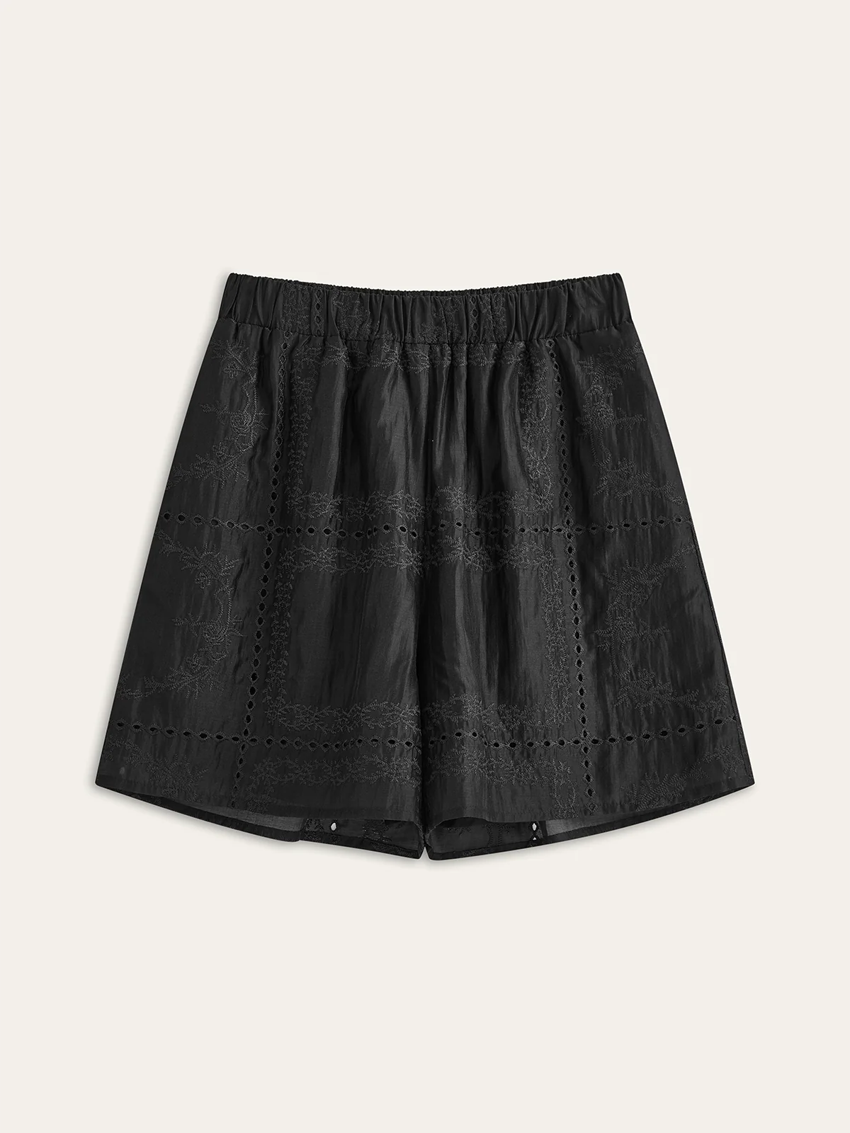 Embroidery Detail Long Sleeve Shorts Set