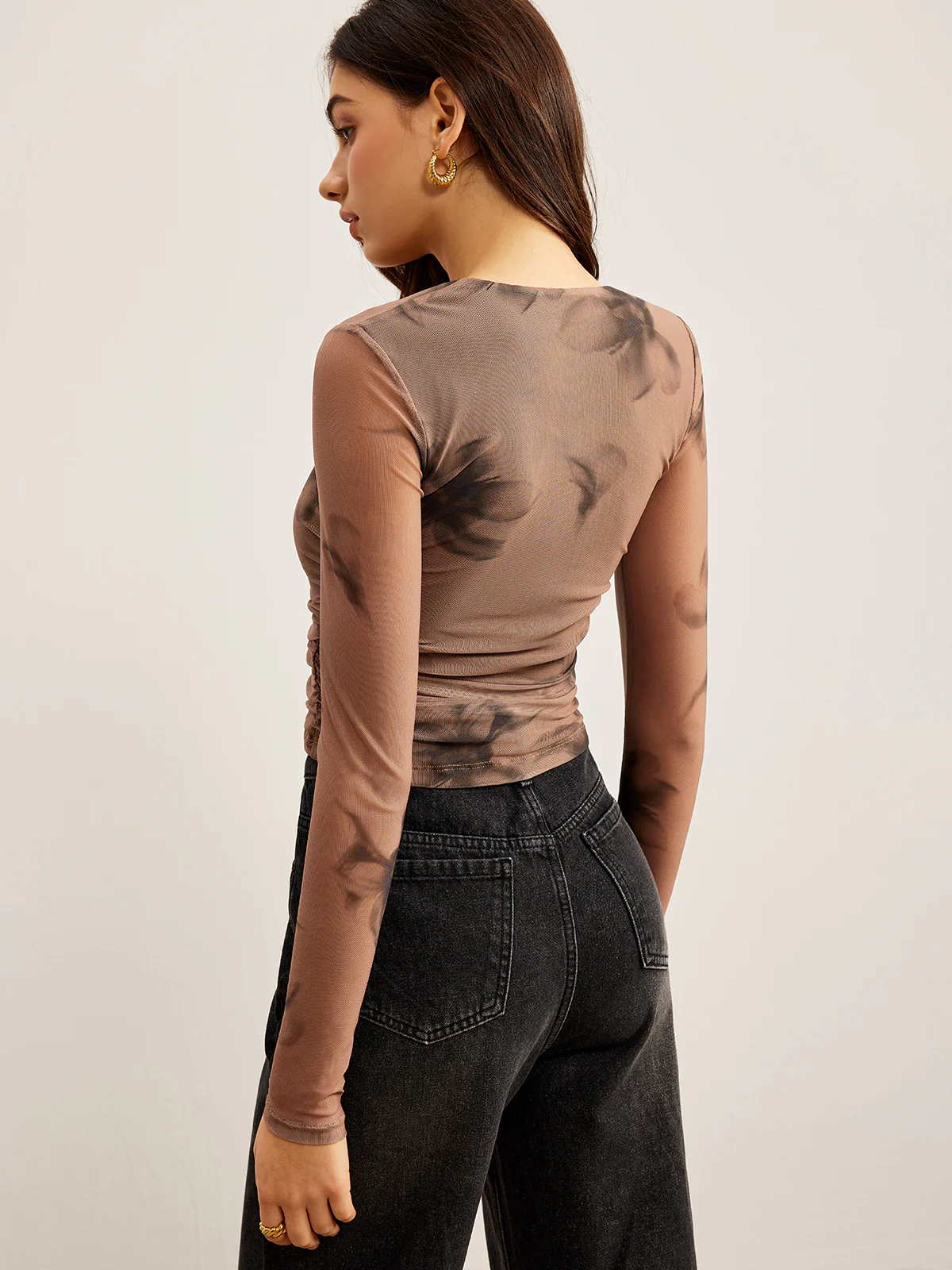 Tye Dye Floral Printed Mesh T-Shirt