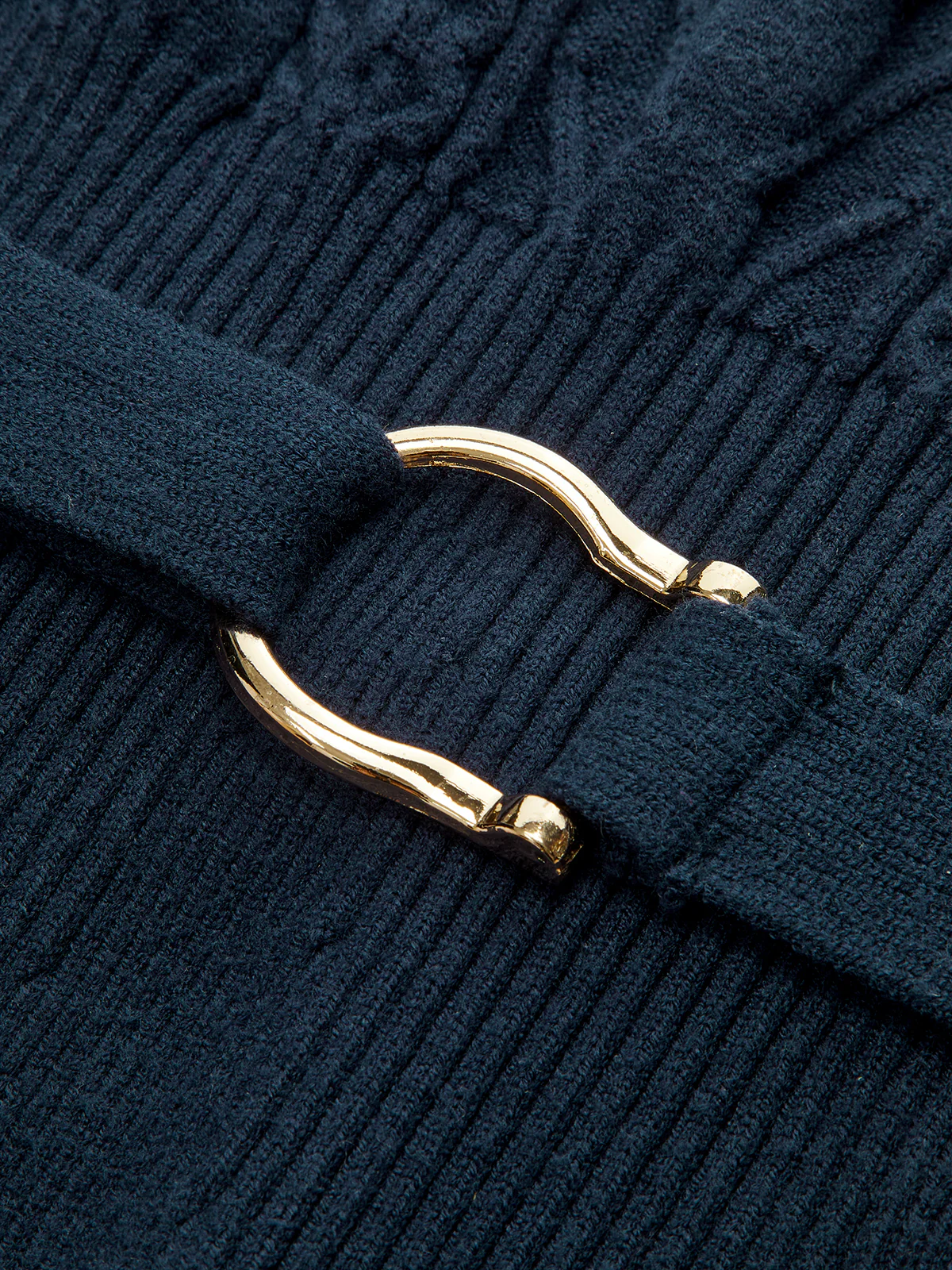 Cinched Waist Belted Cable Knit Top