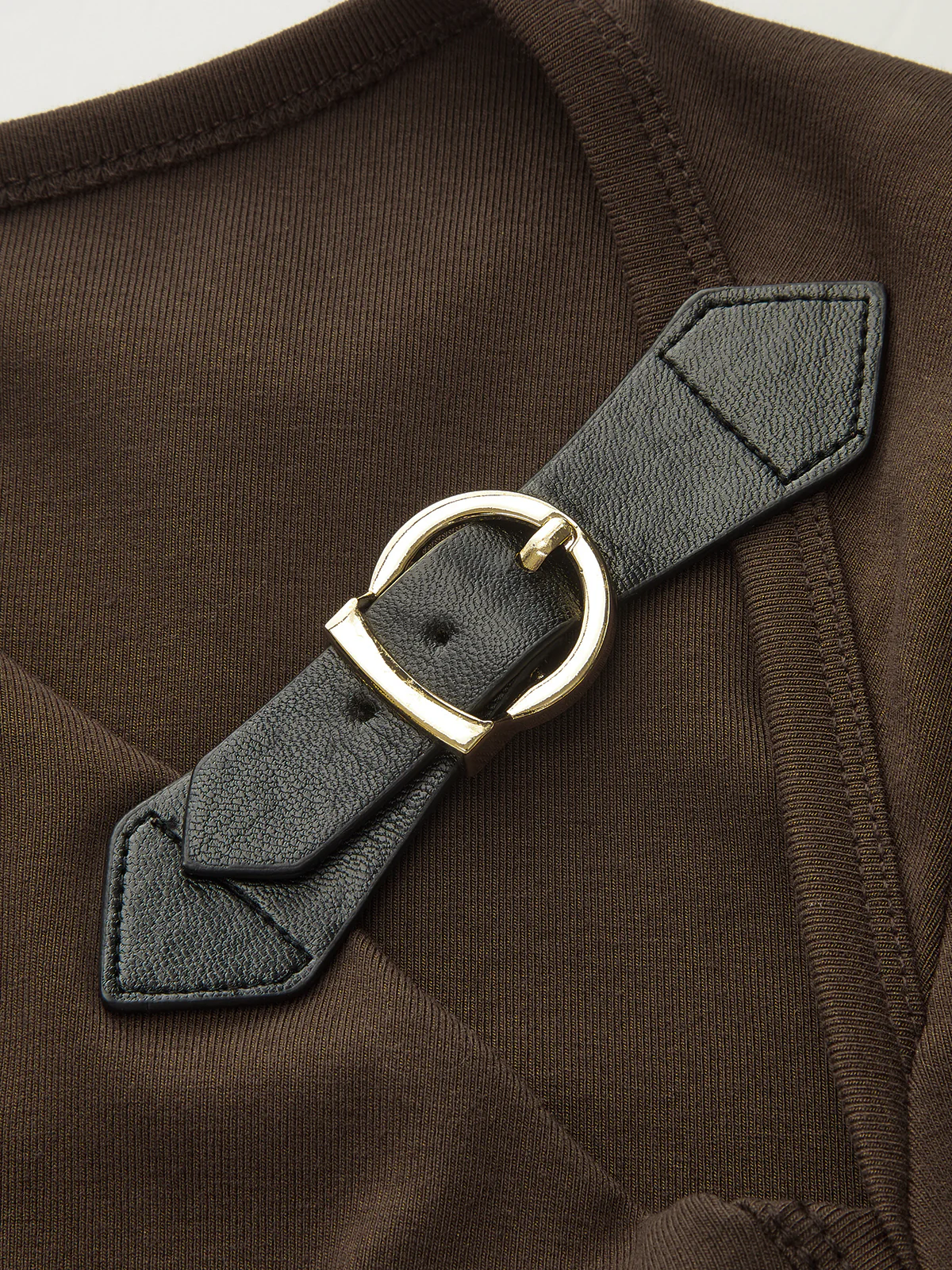 Belt-Decor Asymmetric Long Sleeve T-Shirt