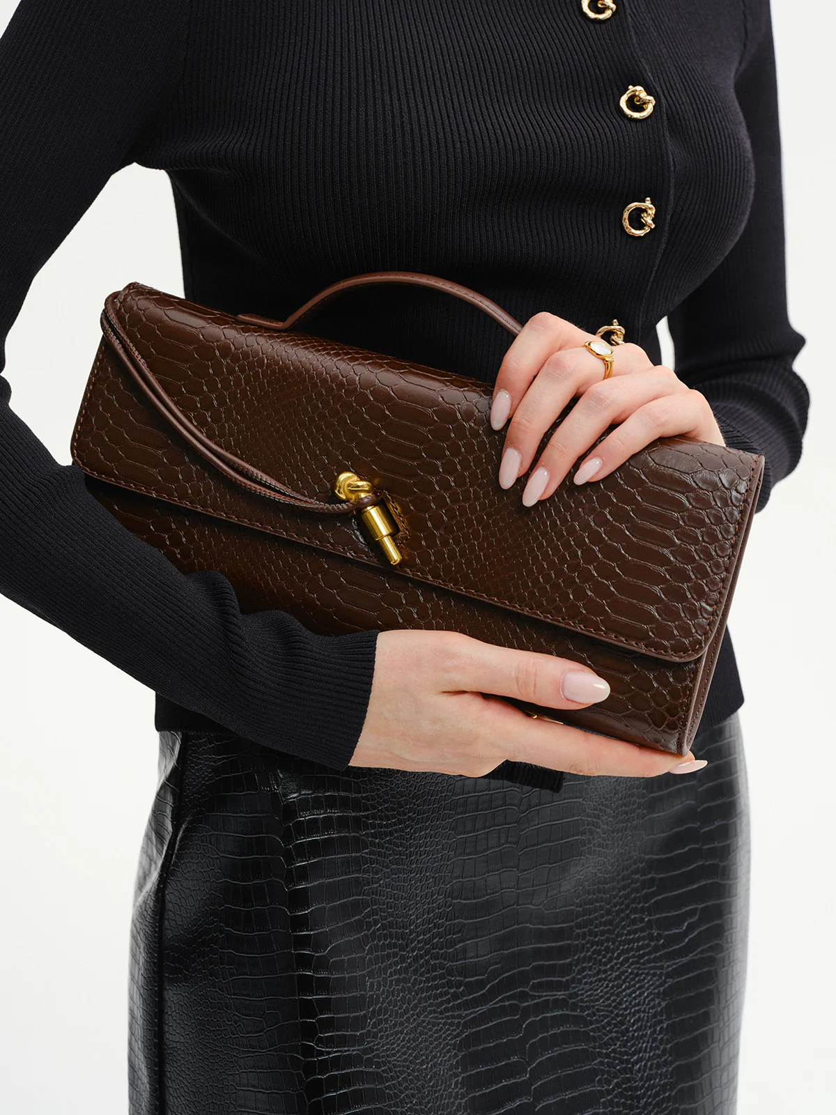 Crocodile Embossed PU Leather Bag