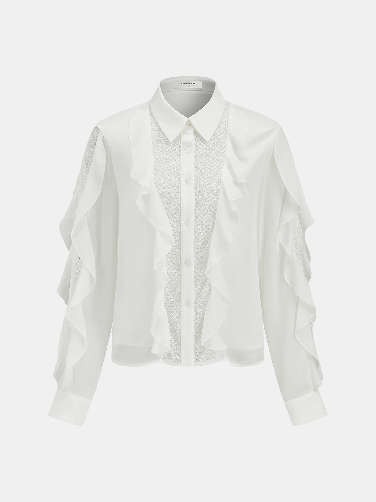 Ruffled Shirt and Midi Skirt Set with Belt