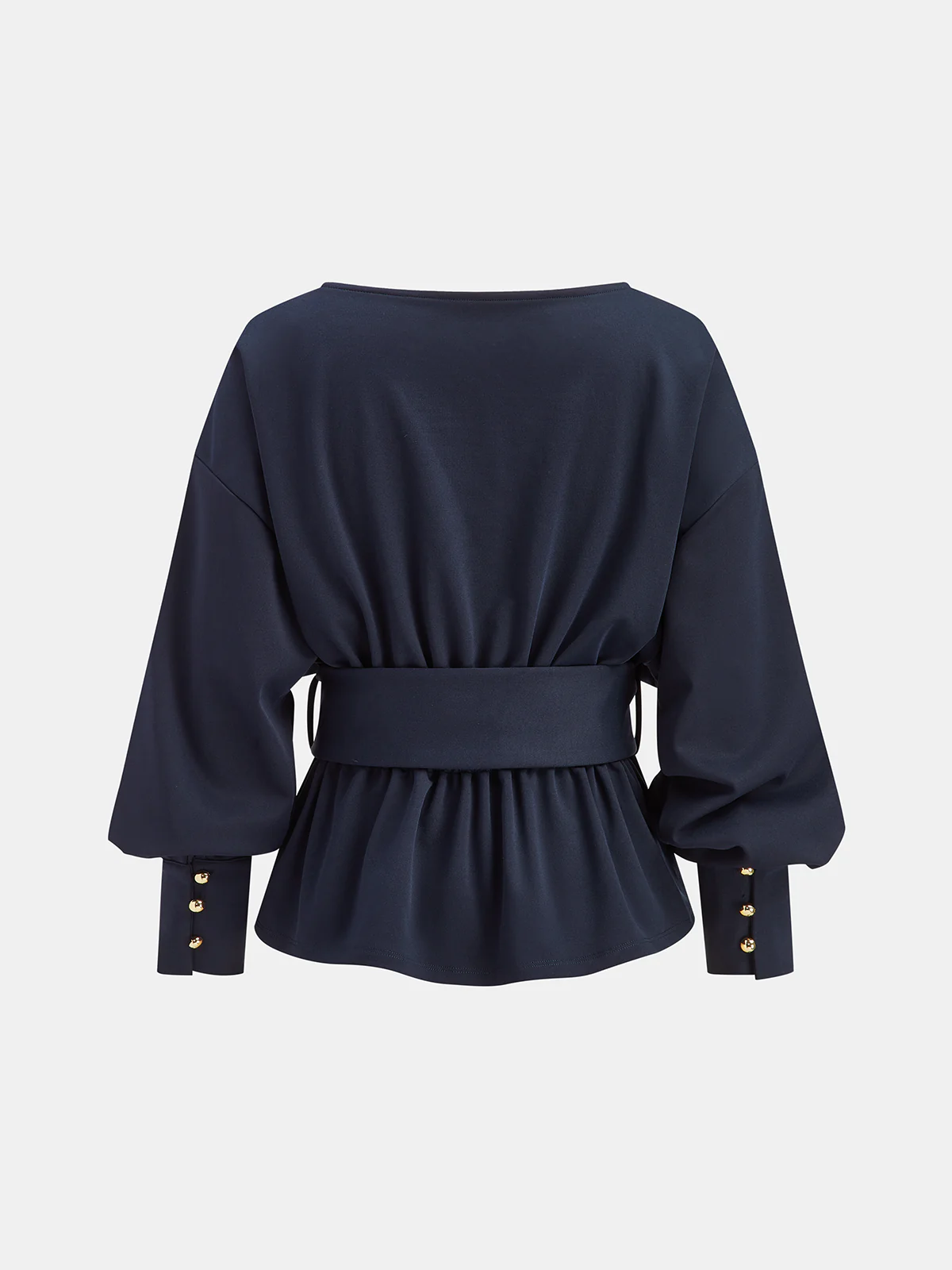 Boat Neck Peplum Sweatshirt with Wide Belt