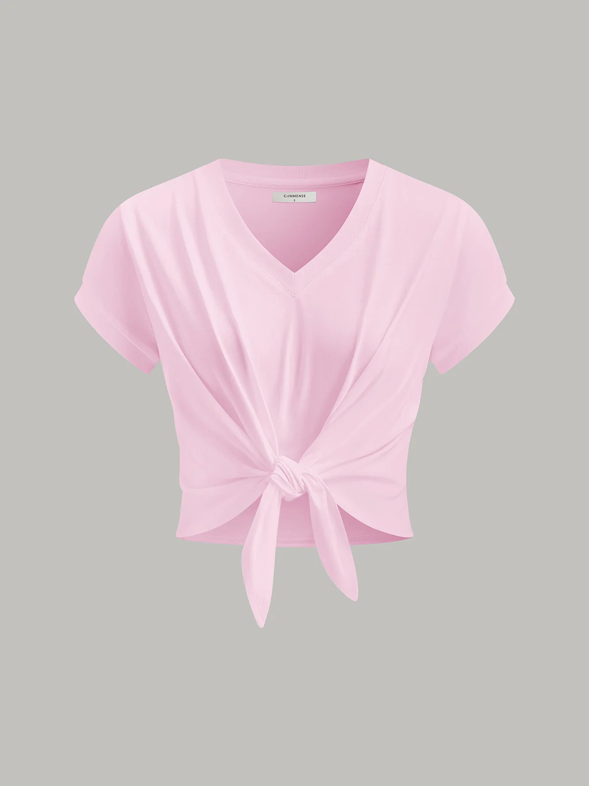 Knot Front V-Neck T-Shirt