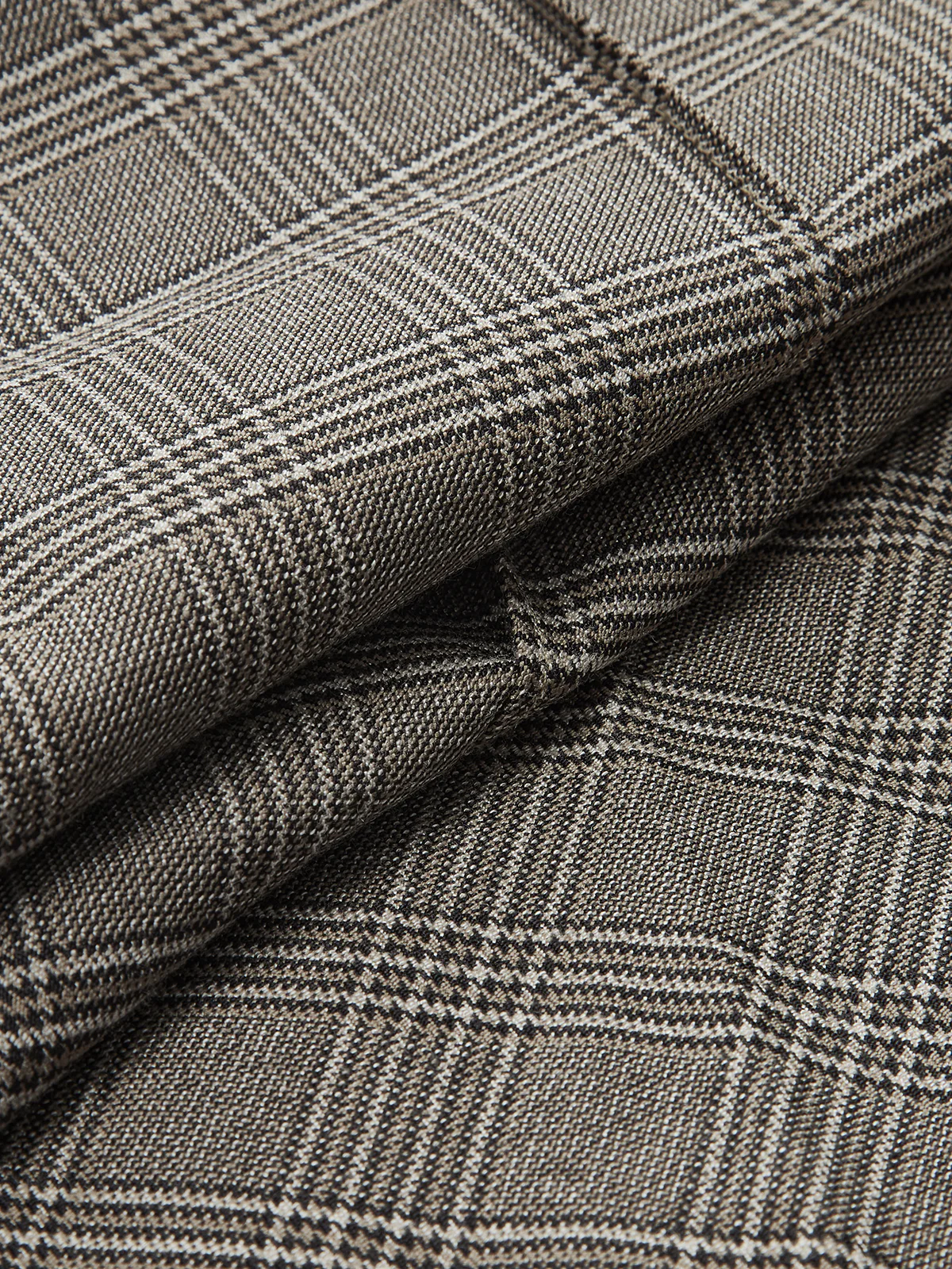 High-Waist Button Detail Plaid Wide-Leg Pants