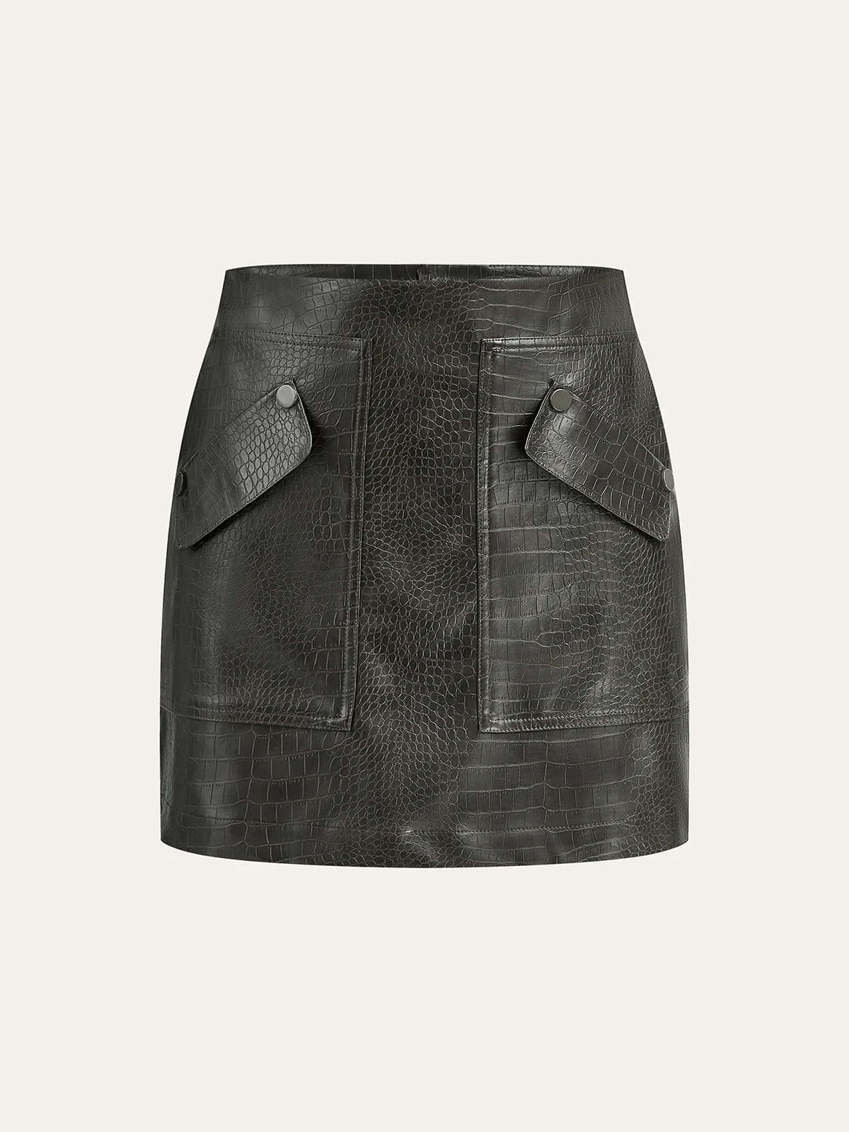 Faux Leather Crocodile-Embossed Mini Skirt