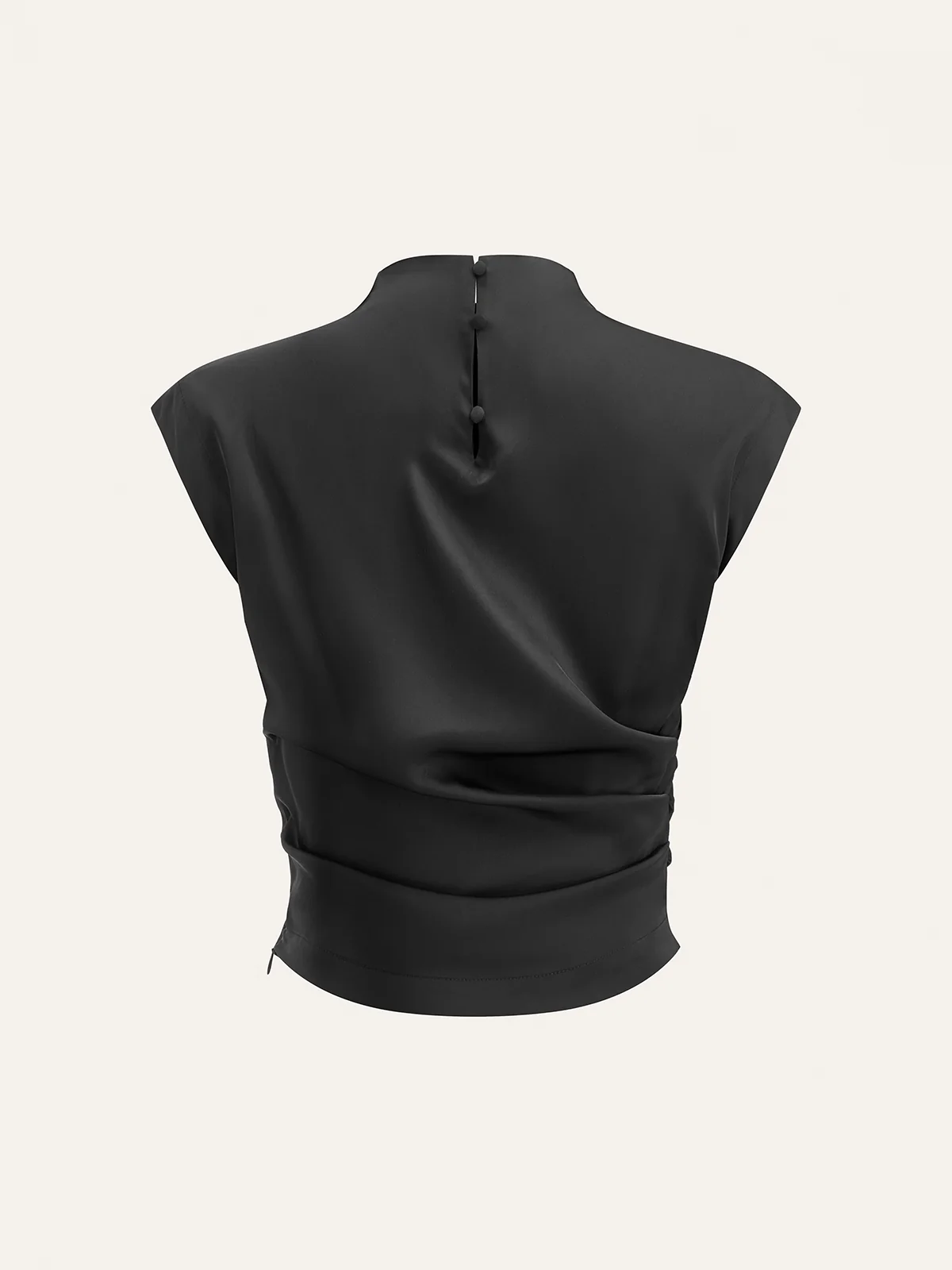 Mock Neck Cap Sleeve Ruched Top