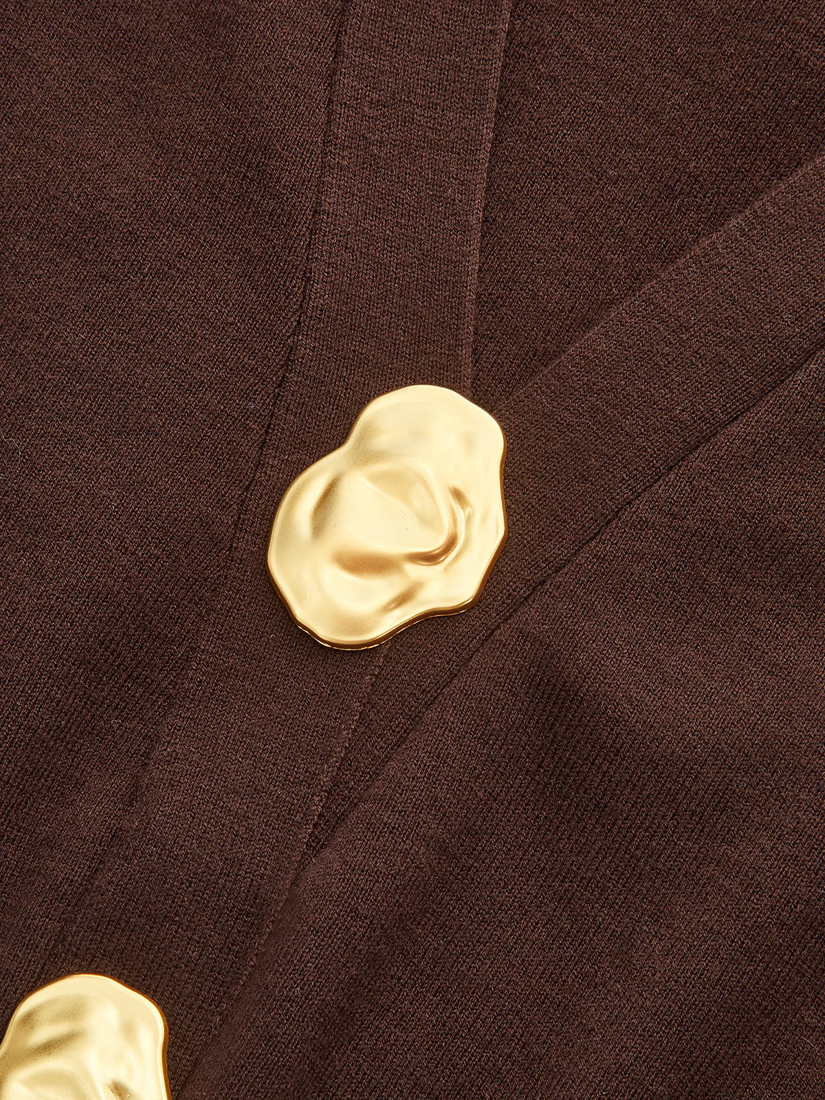 Metal Button V-Neck Knit Cardigan