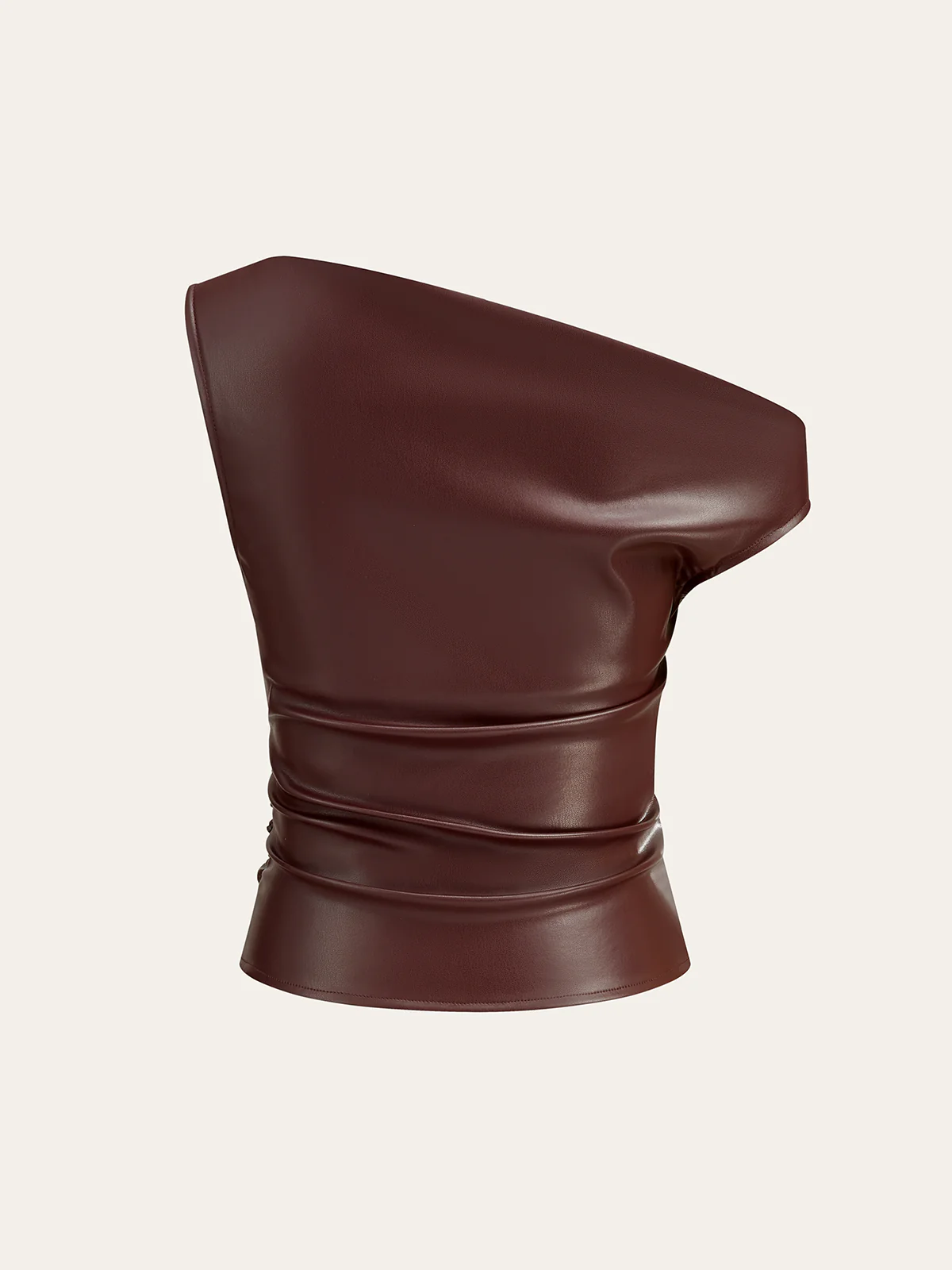 One-Shoulder PU Leather Tank Top