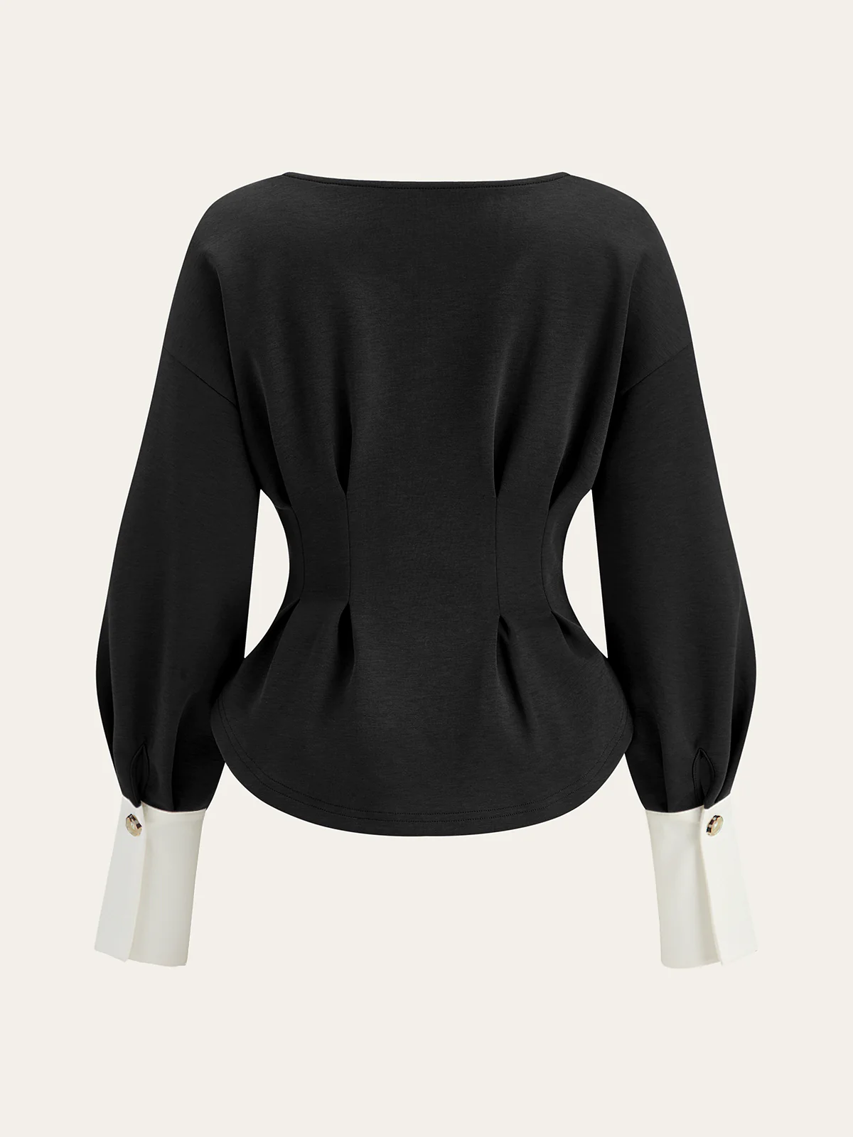 Round Neck Balloon Sleeve Peplum Sweatshirt