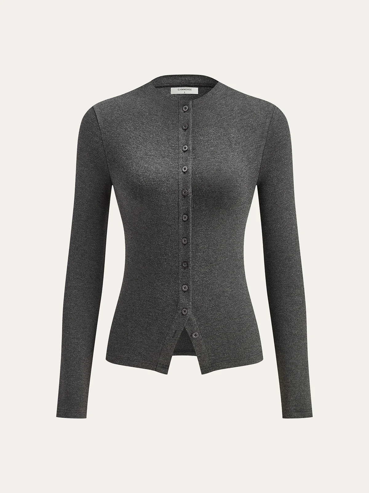 Mock Neck Button Long Sleeve T-Shirt